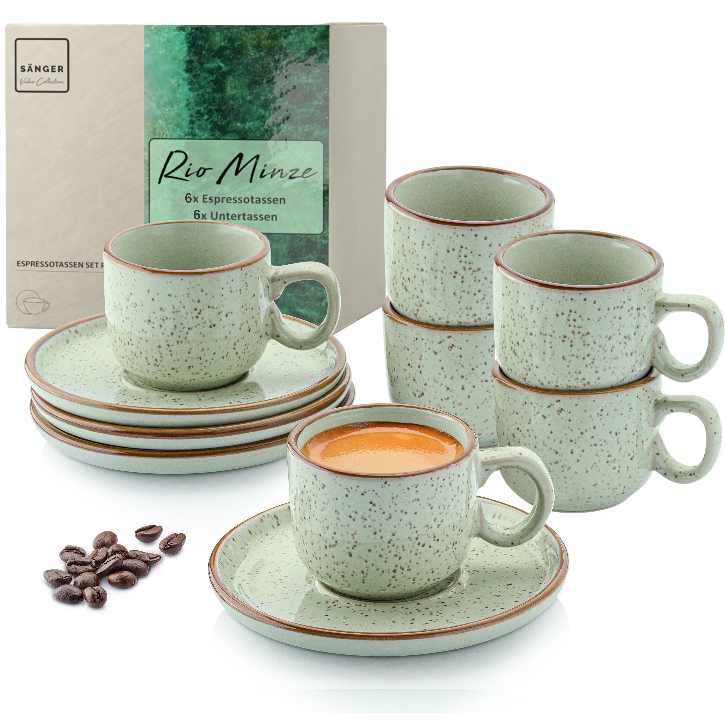 SÄNGER Espressotassen Set Rio Minze 12 teilig für 6 personen