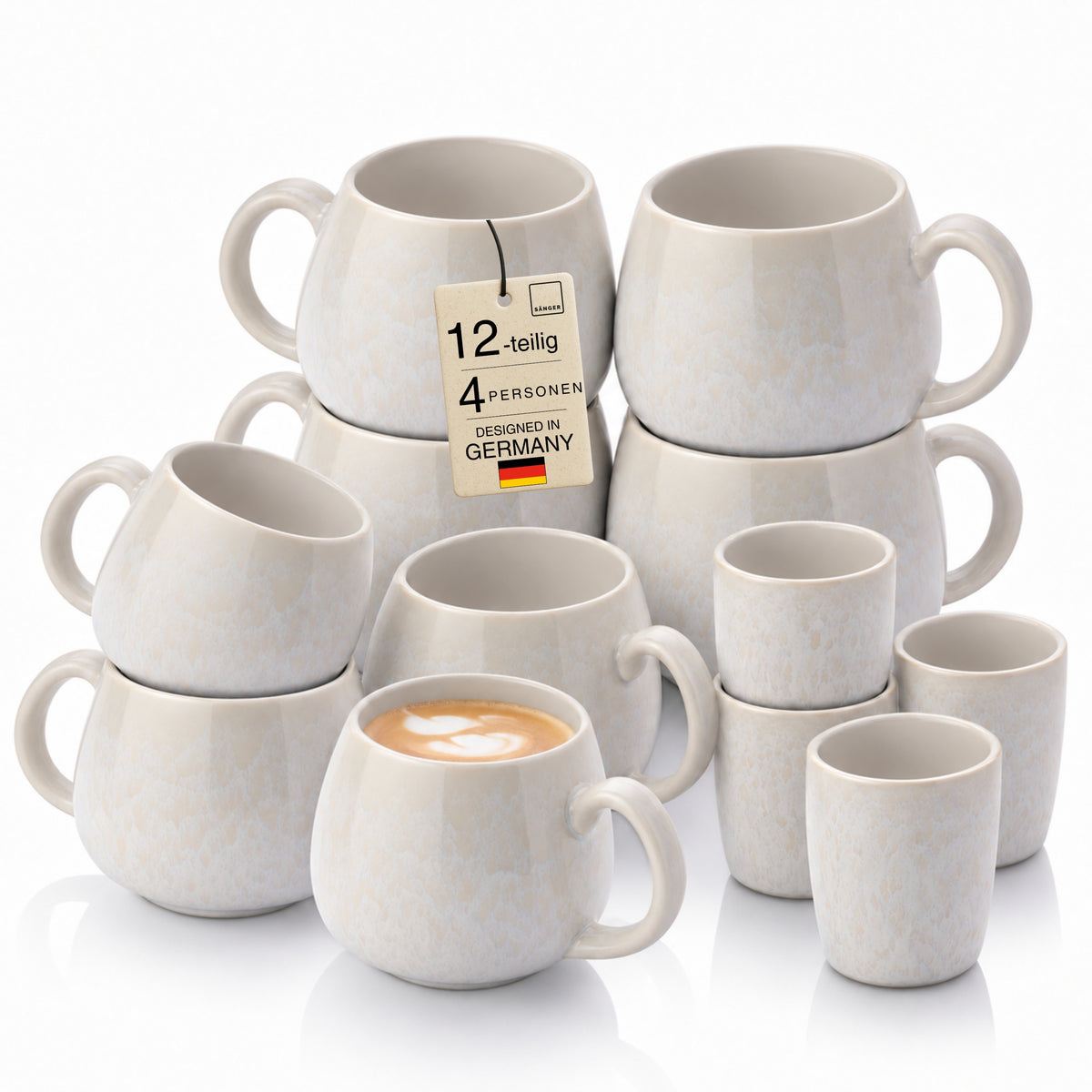 SÄNGER Steingut Korfu Kaffee-Set 12 teilig für 4 Personen
