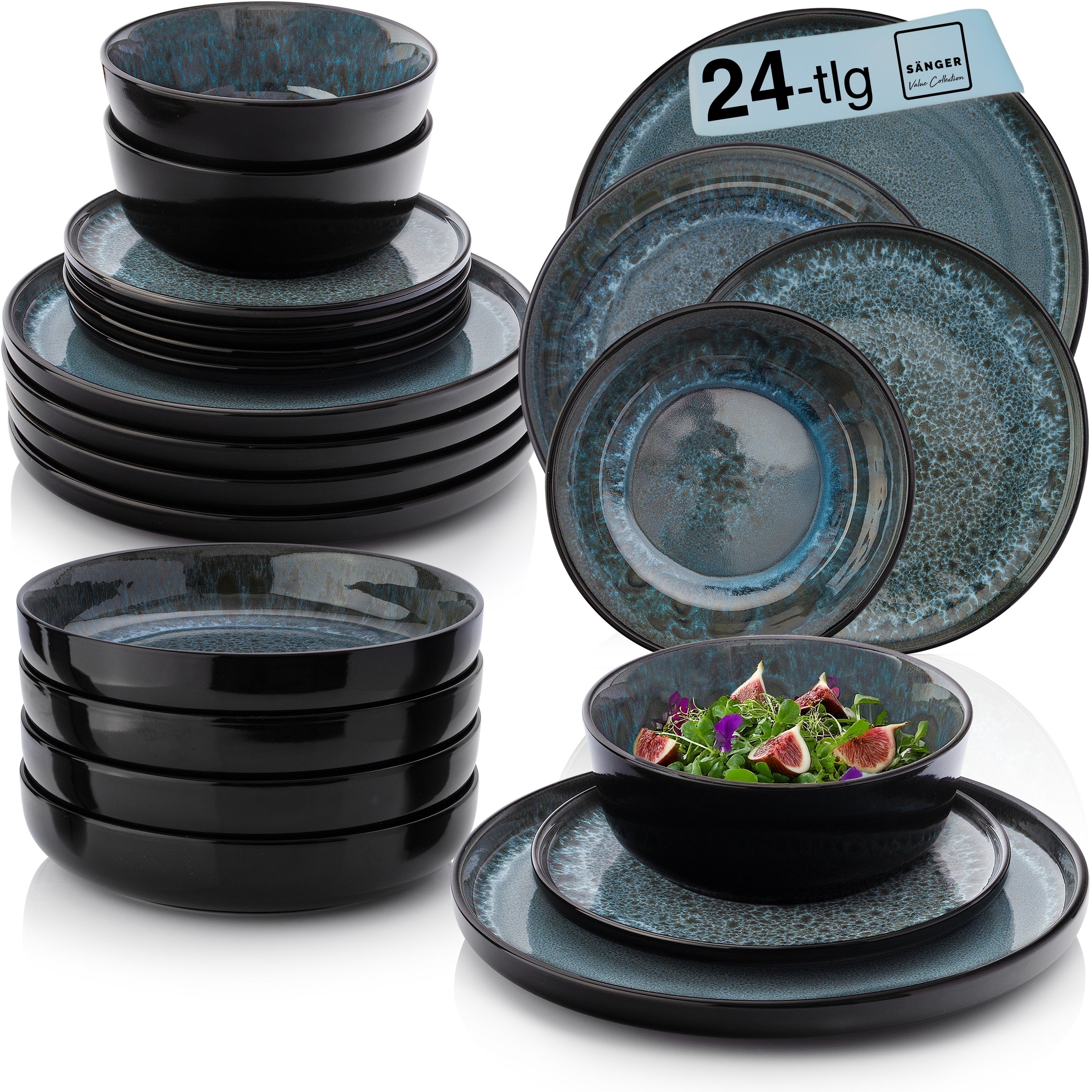SÄNGER Steingut Tafelservice Manila 24 teilig für 6 Personen