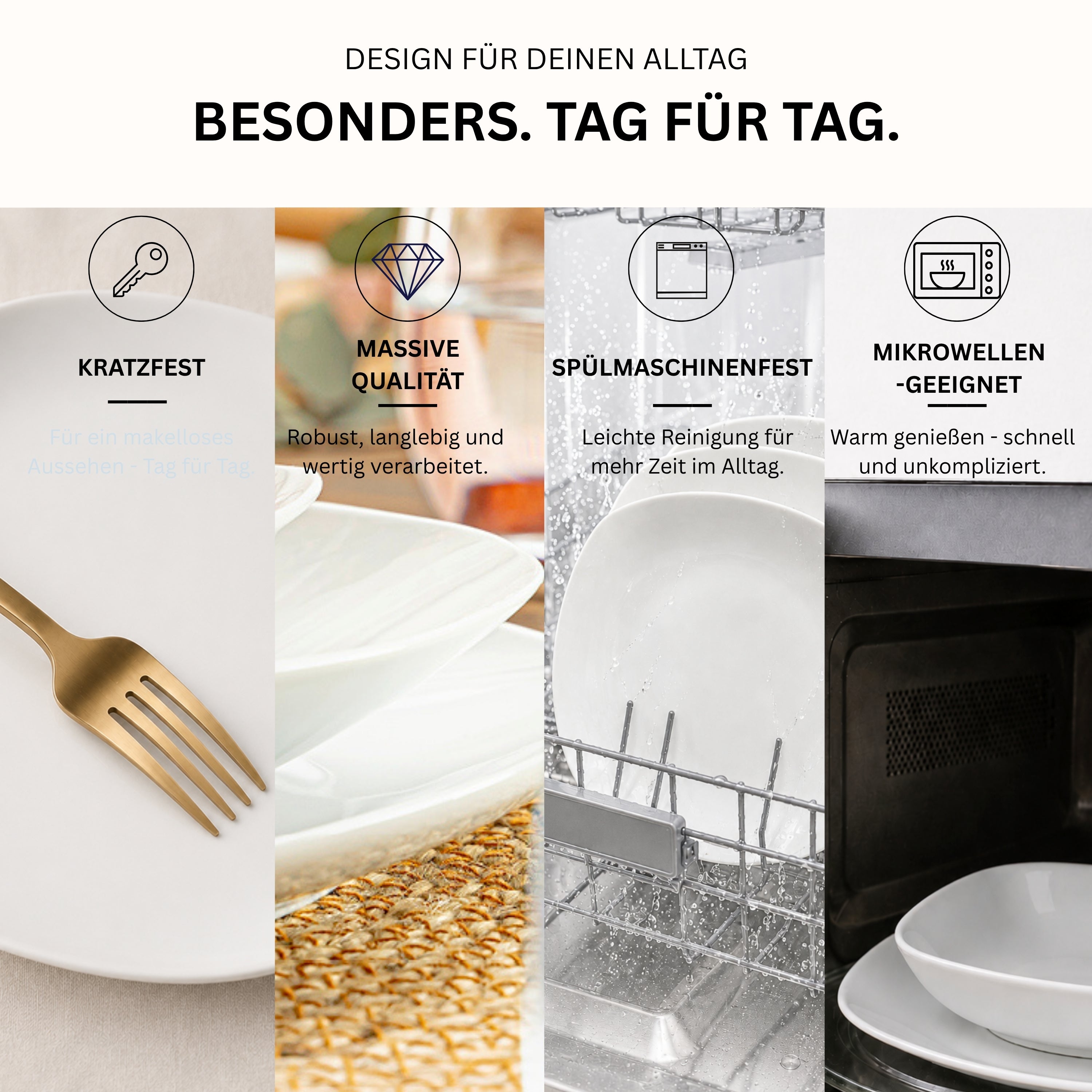 SÄNGER Porzellan Geschirrset Bilgola, Tafelservice 18 teilig für 6 Personen