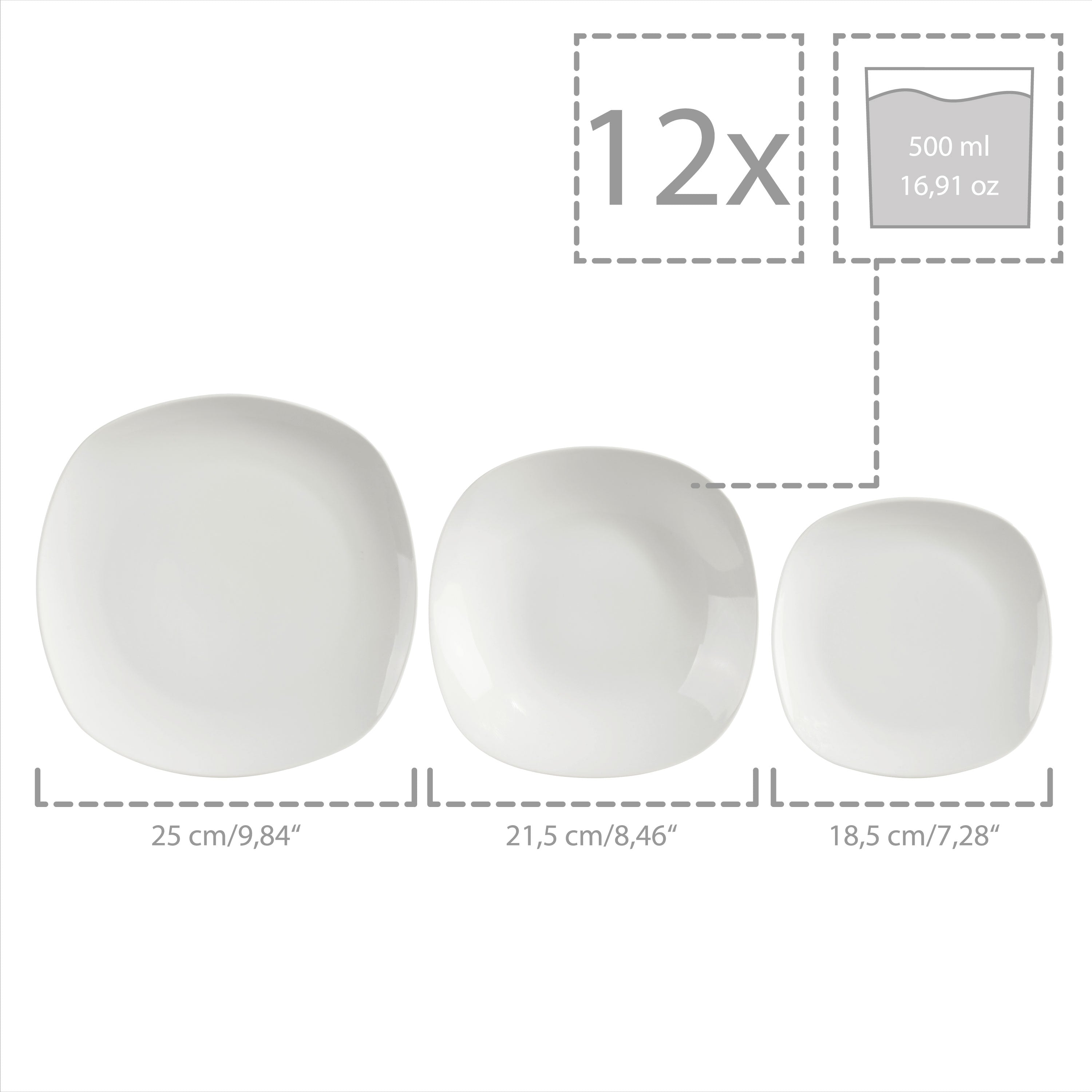 SÄNGER Porzellan Geschirrset Bilgola, Kombiservice 86 teilig für 12 Personen