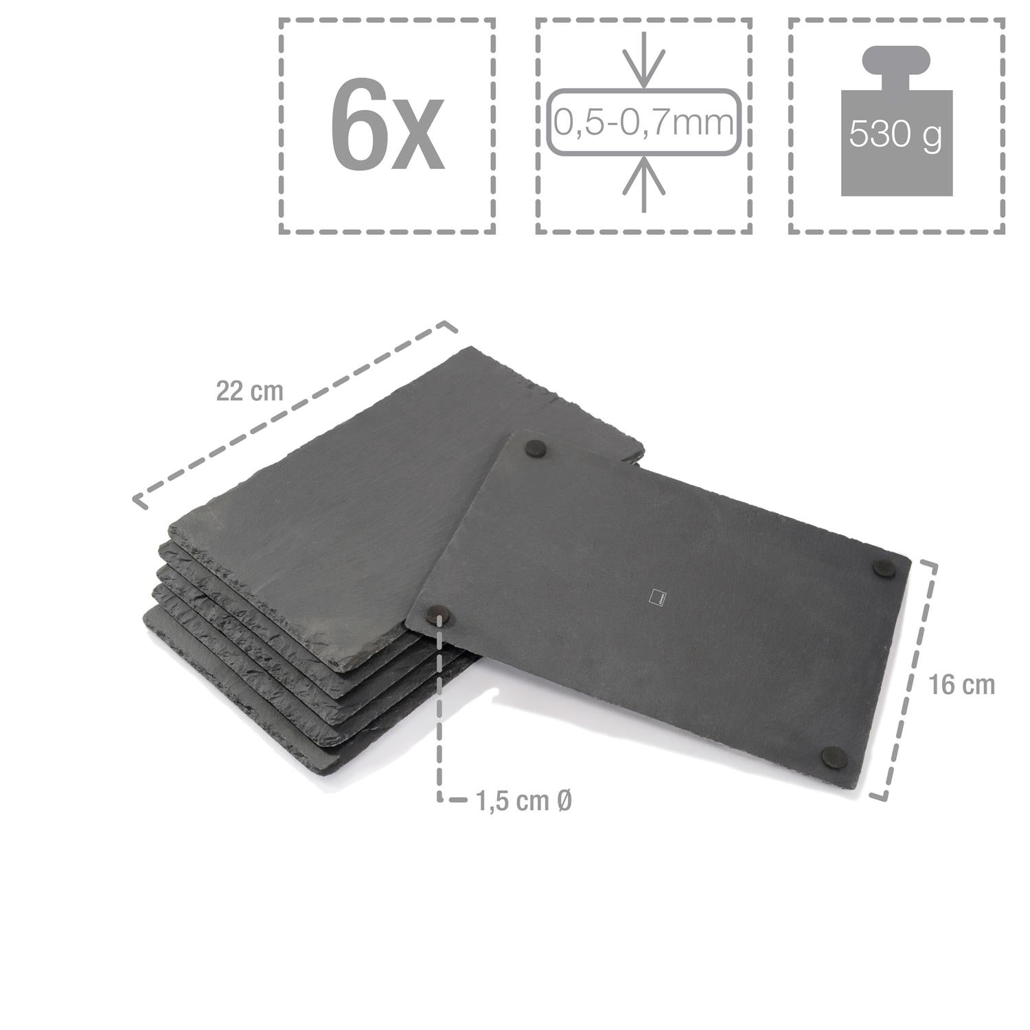 SÄNGER Schieferplatten Set lasiert 6 teilig 22 x16 cm