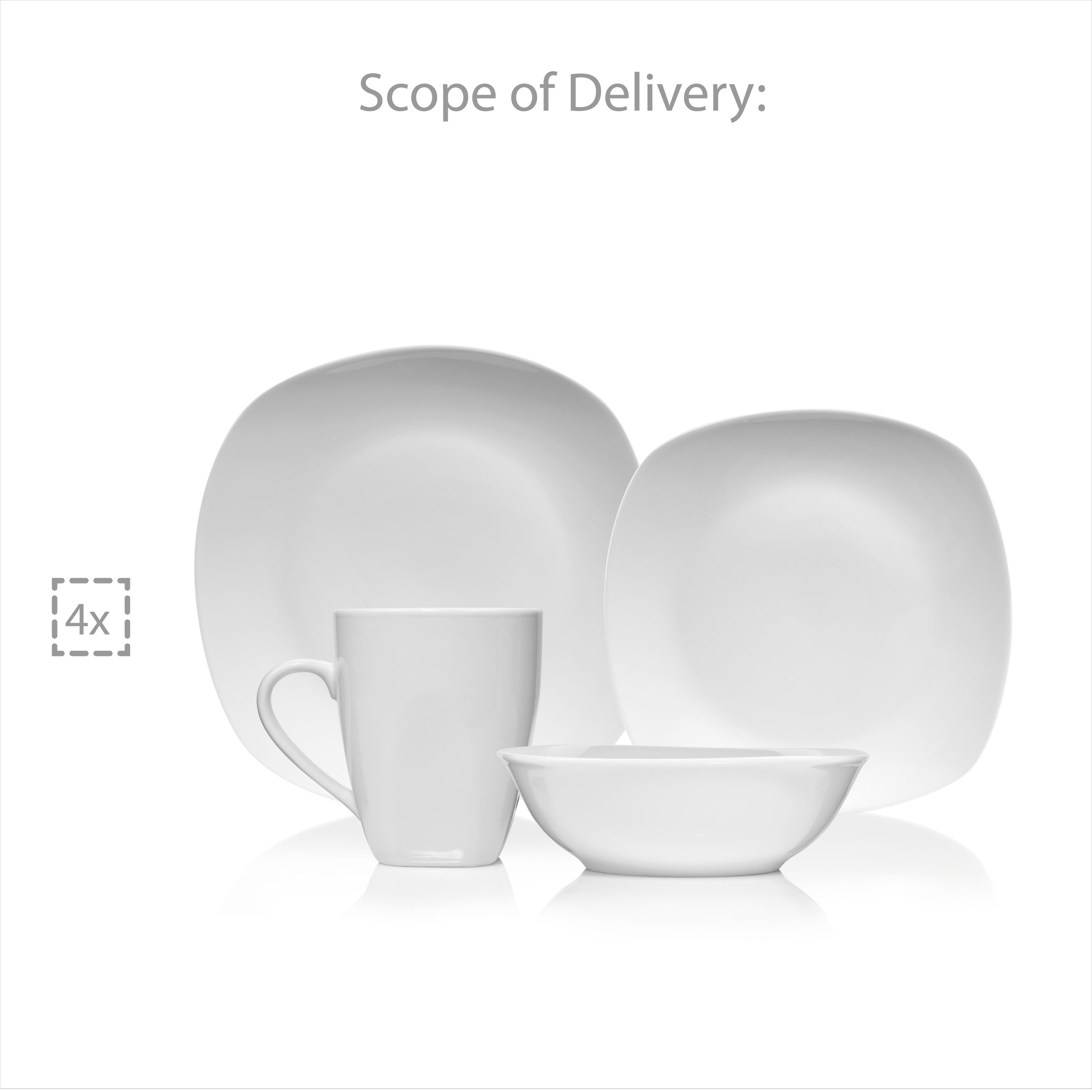 SÄNGER Porzellan Geschirrset Bilgola, Kombiservice 16 teilig für 4 Personen