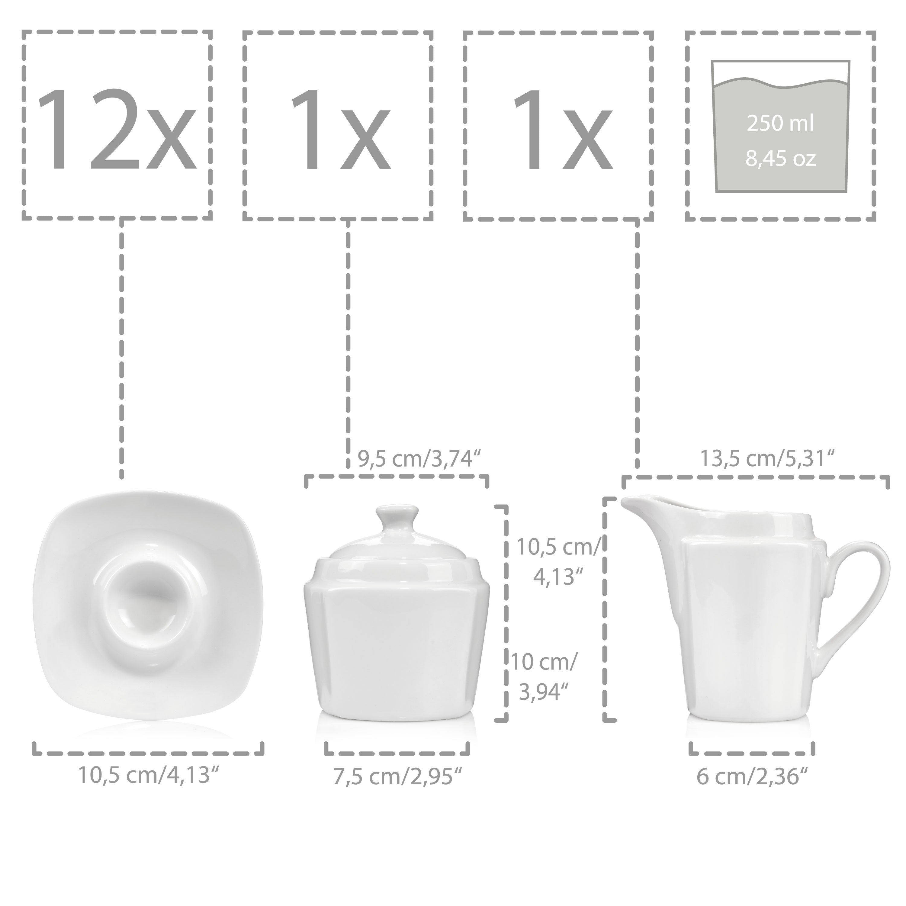 SÄNGER Porzellan Geschirrset Bilgola, Kombiservice 86 teilig für 12 Personen