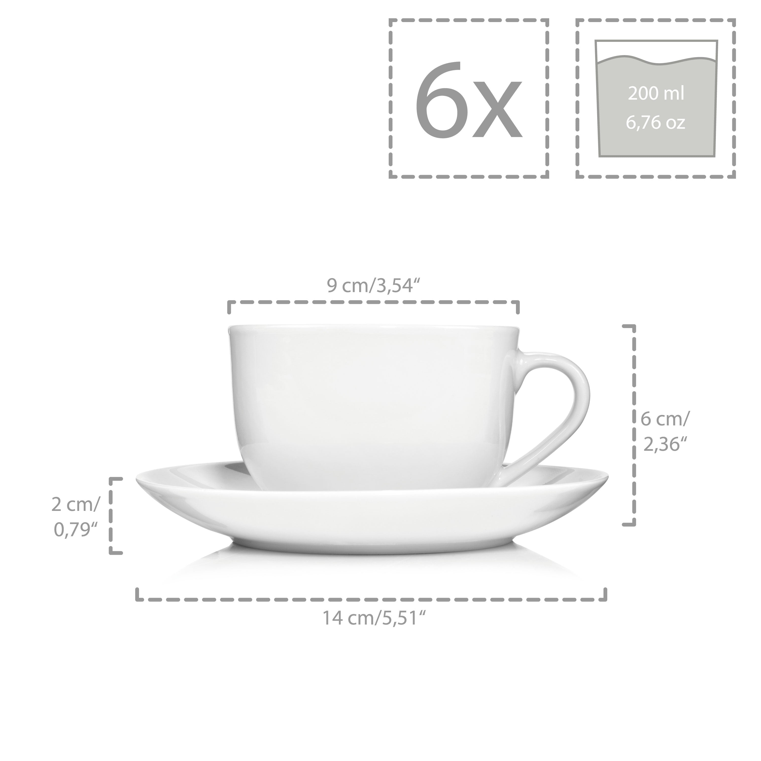 Sänger Kaffeetassen Set New Port mit Untertassen 12 teilig