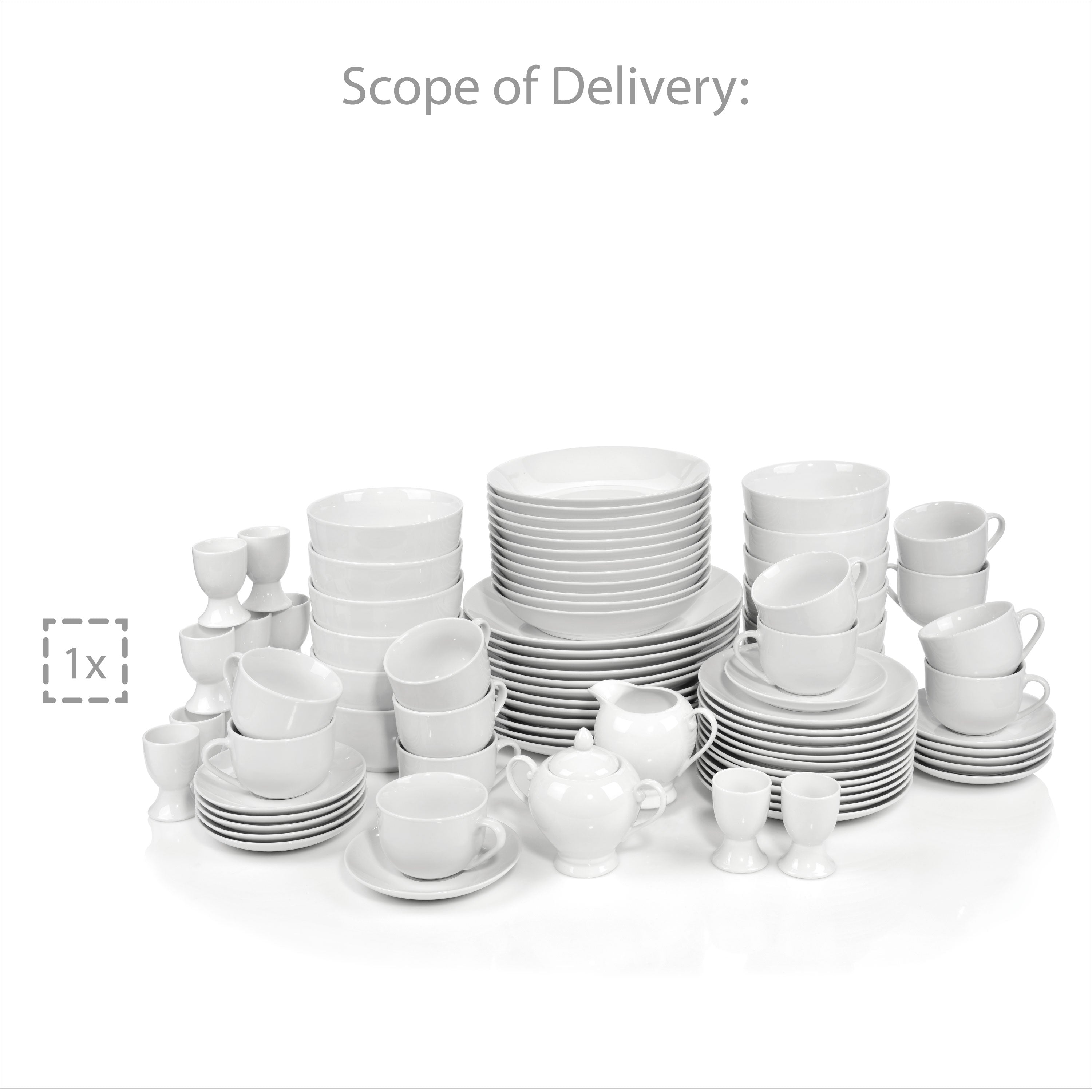 SÄNGER Porzellan Geschirrset New Port, Kombiservice 86 teilig für 12 Personen