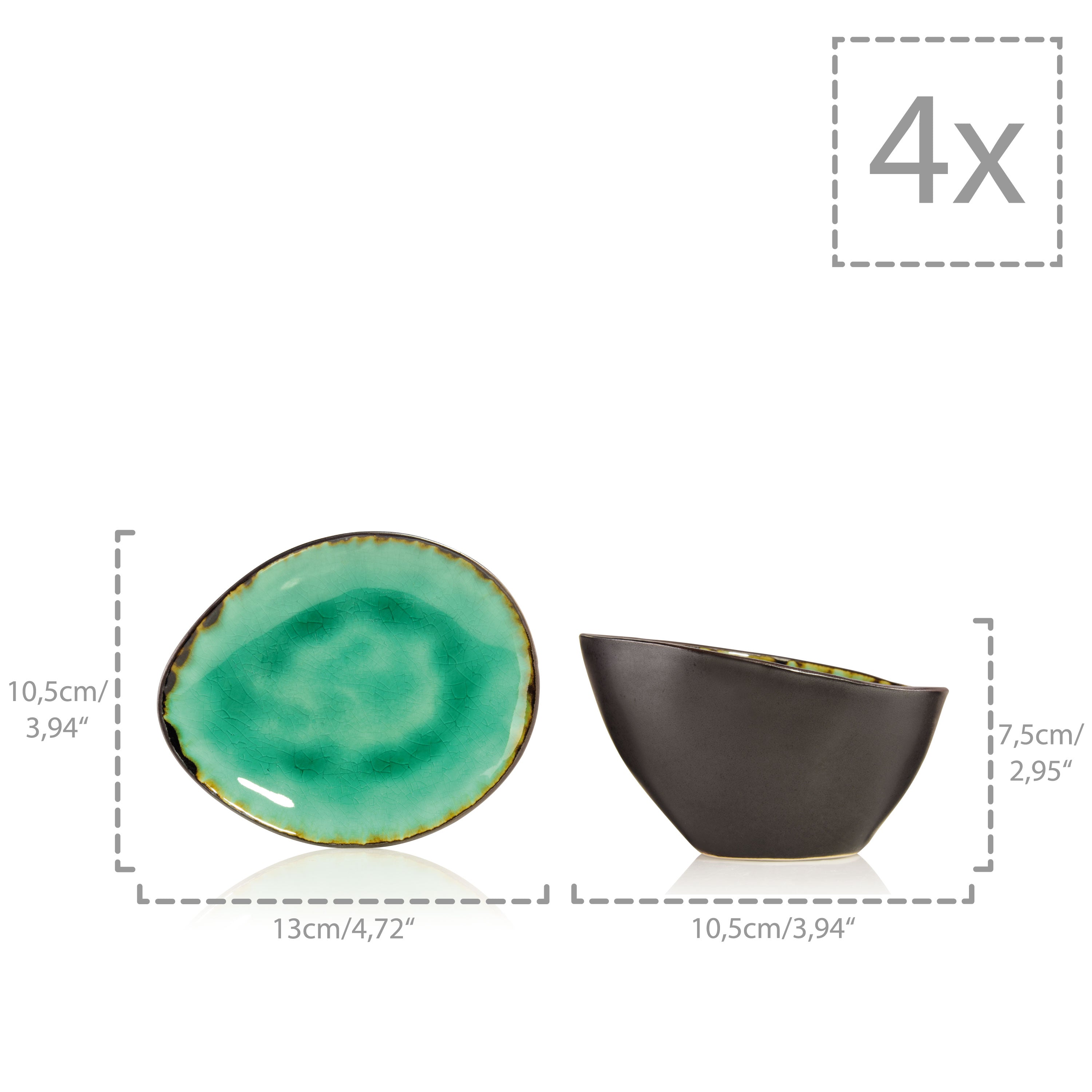SÄNGER Steingut Geschirrset Palm Beach, Tafelservice & Servierplatten Set 23 teilig für 4 Personen