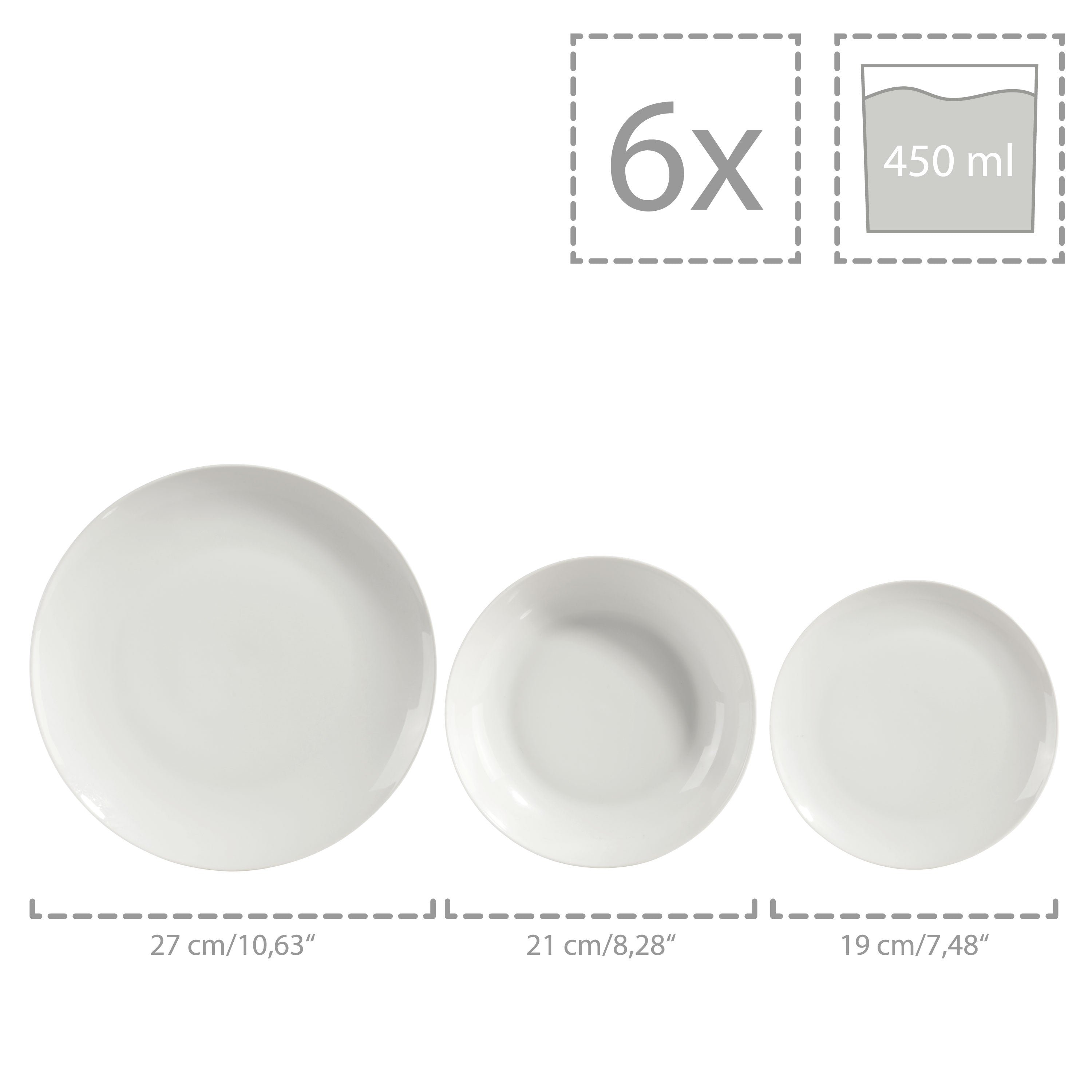 SÄNGER Porzellan Geschirrset New Port, Tafelservice 24 teilig für 6 Personen