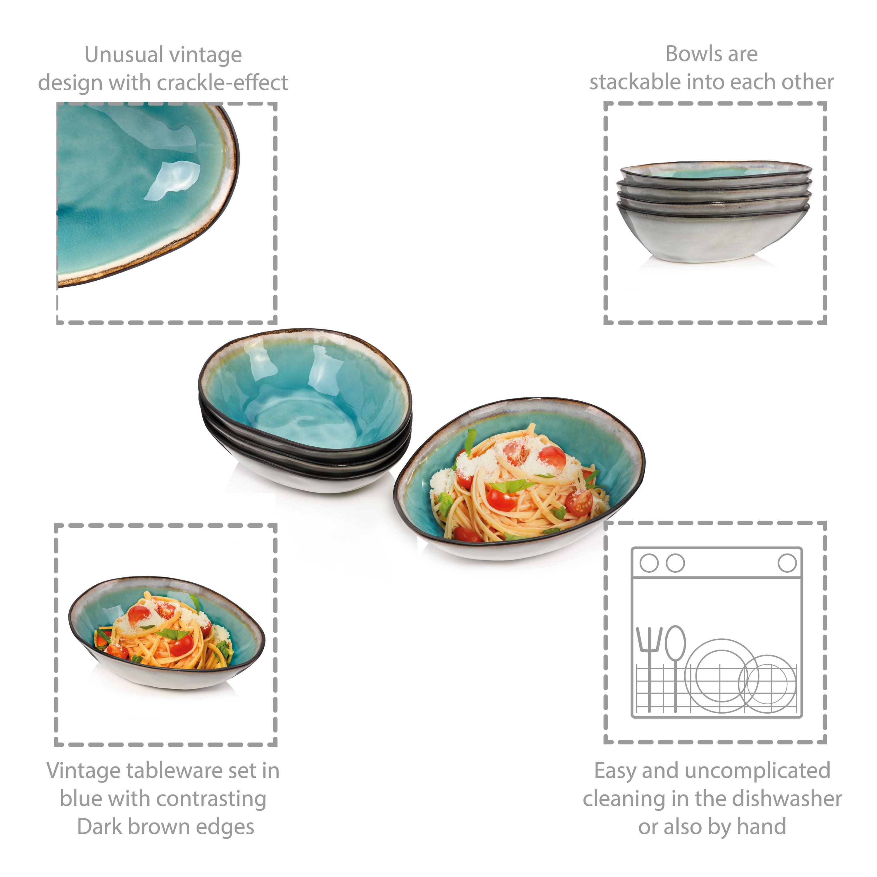 SÄNGER | Pasta Bowl Set Capri of 4