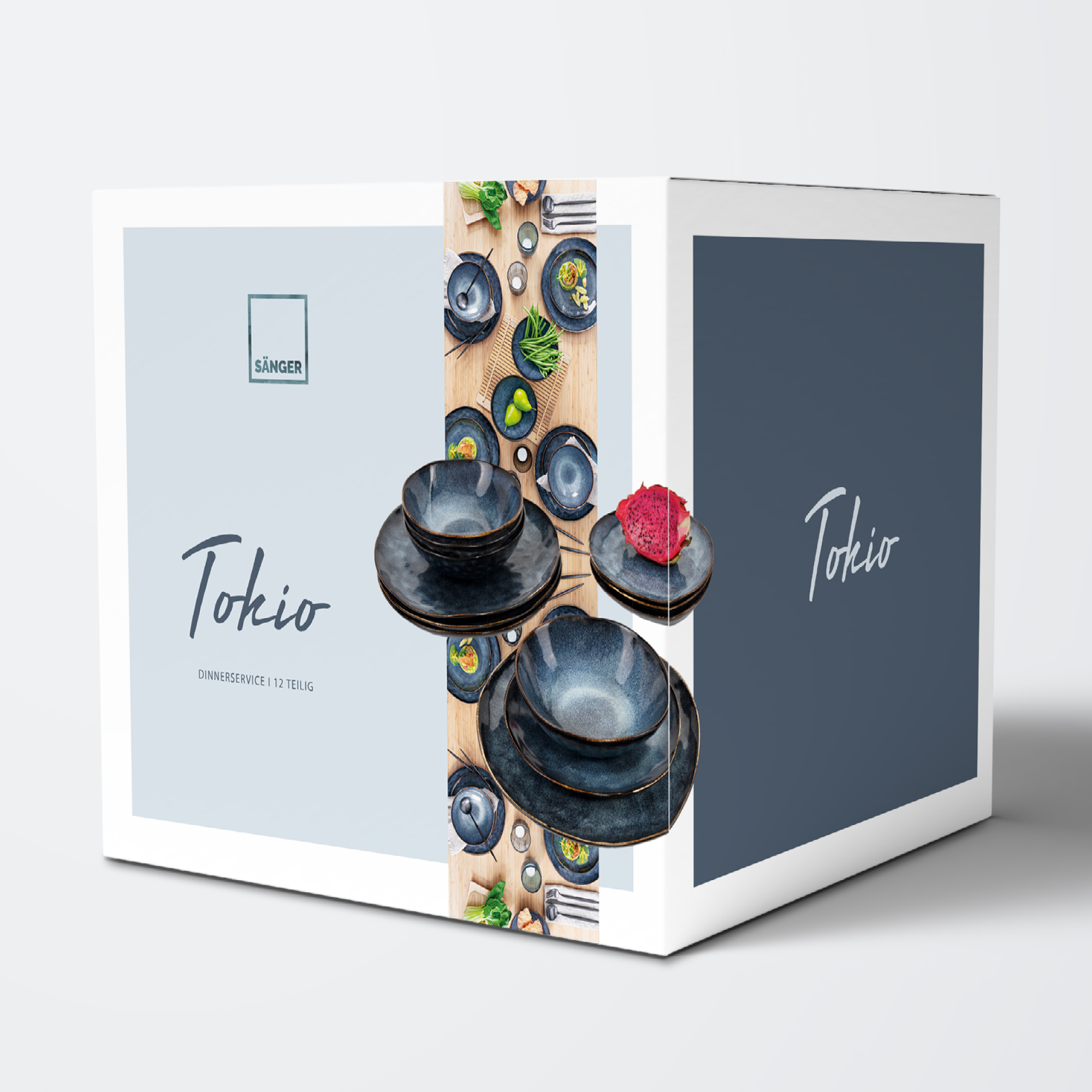 SÄNGER Steingut Geschirrset Tokio, Tafelservice 12 teilig für 4 Personen