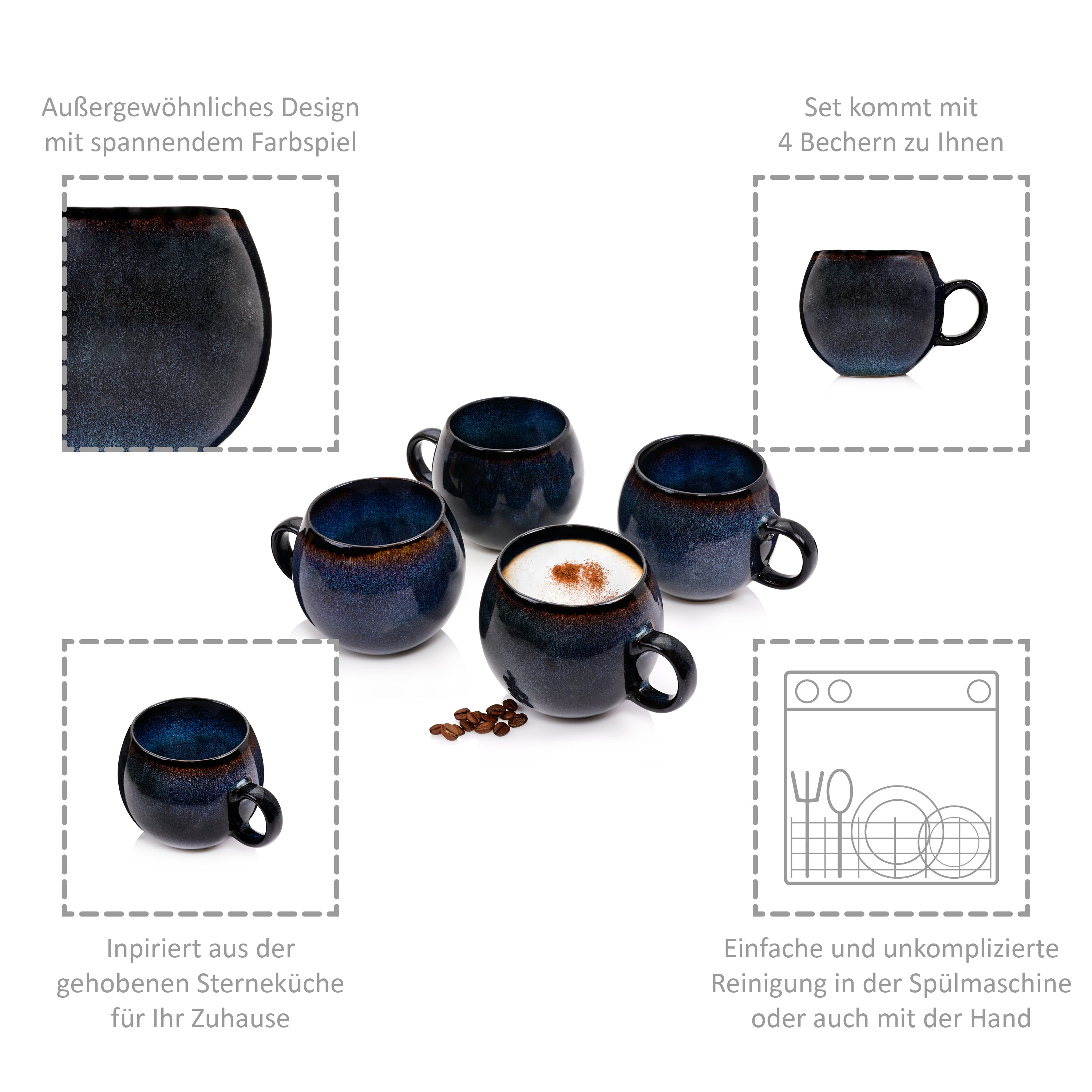 SÄNGER Cappuccinotassen Set Tokio 4 teilig