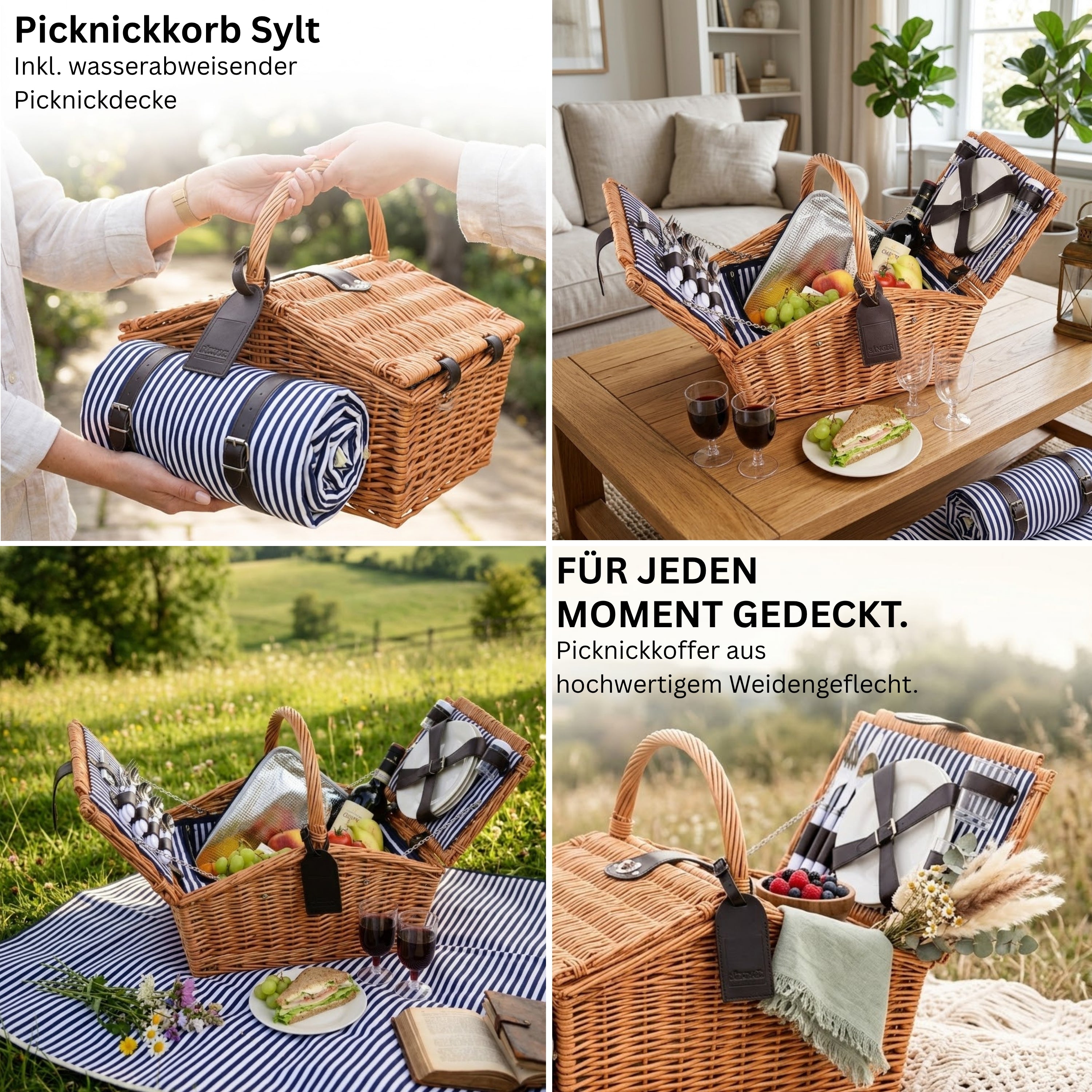 SÄNGER Picknickkorb Sylt 24 teilig für 4 Personen