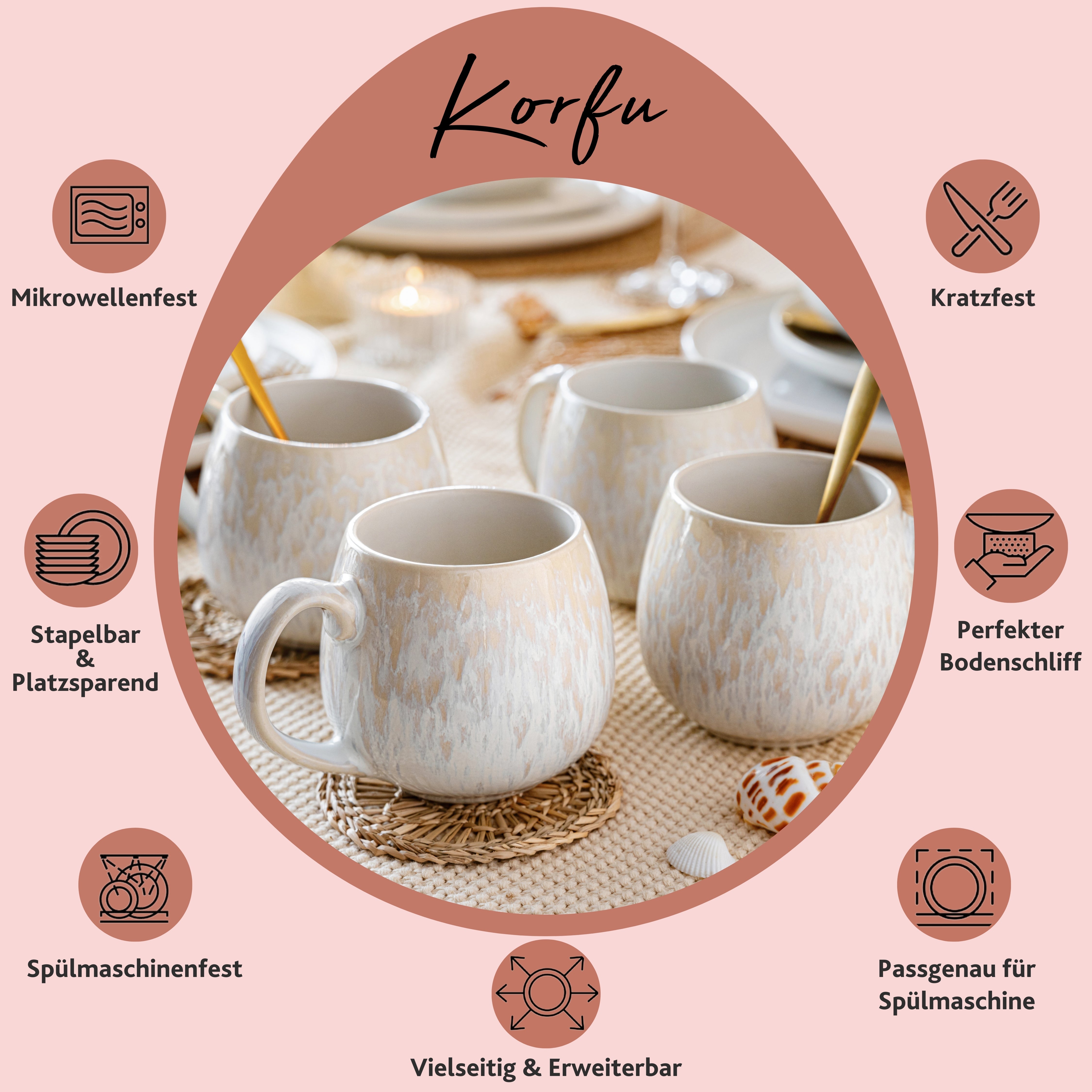 SÄNGER Kaffeebecher Set Korfu 4 teilig