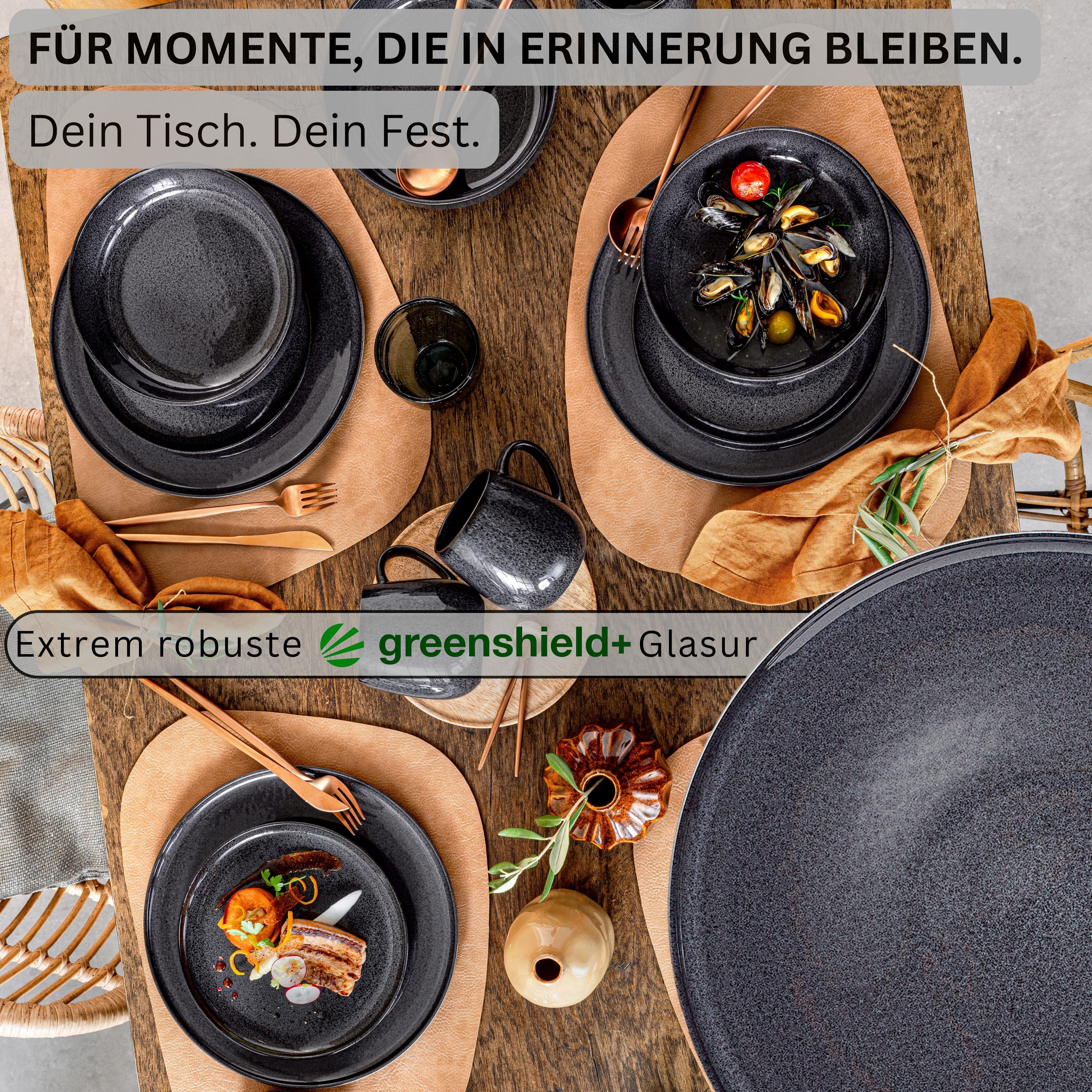 SÄNGER Porzellan Geschirrset Bali, Tafelservice 12 teilig für 4 Personen