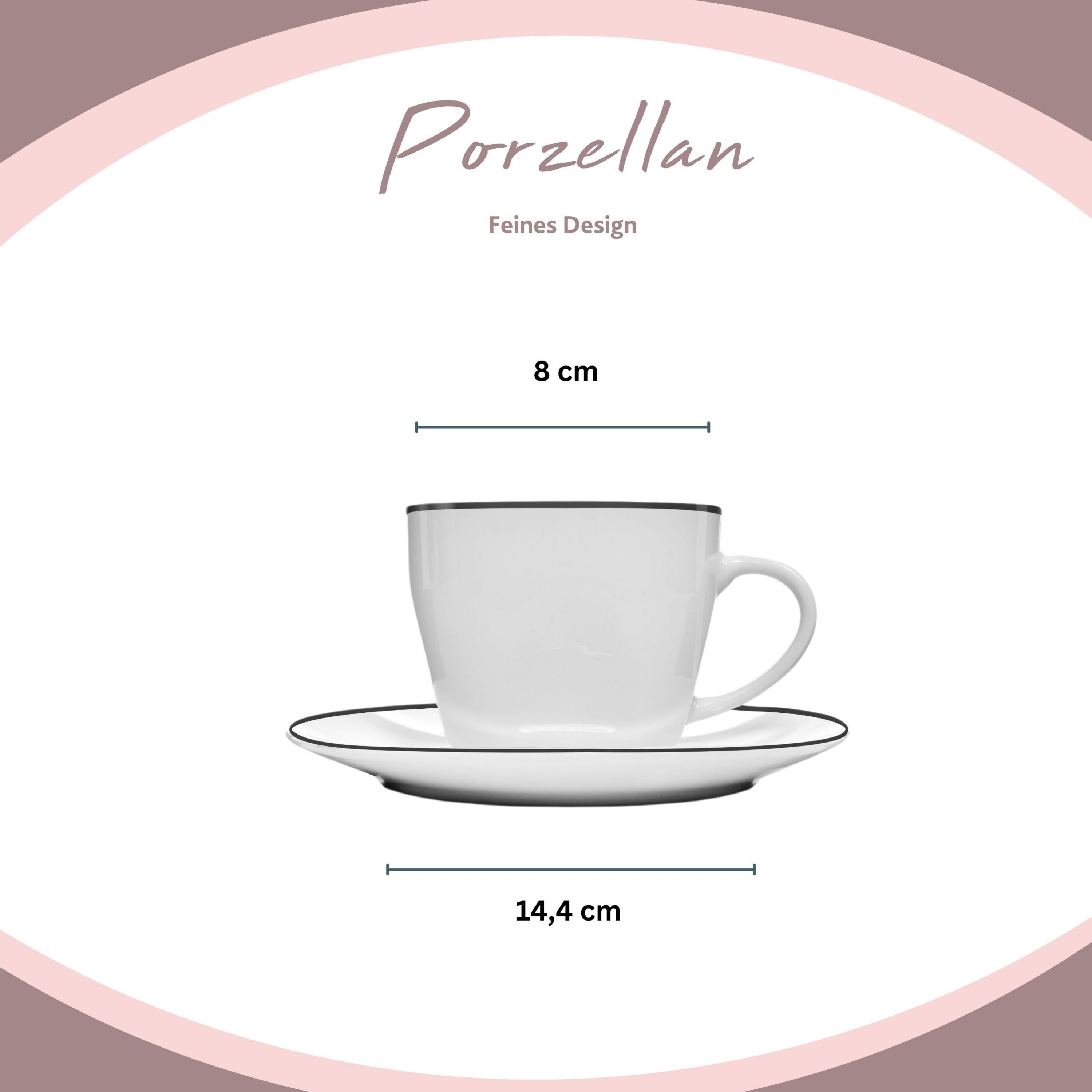 SÄNGER Porzellan Kombiservice Bilgola Black Rim 36 teilig für 6 Personen