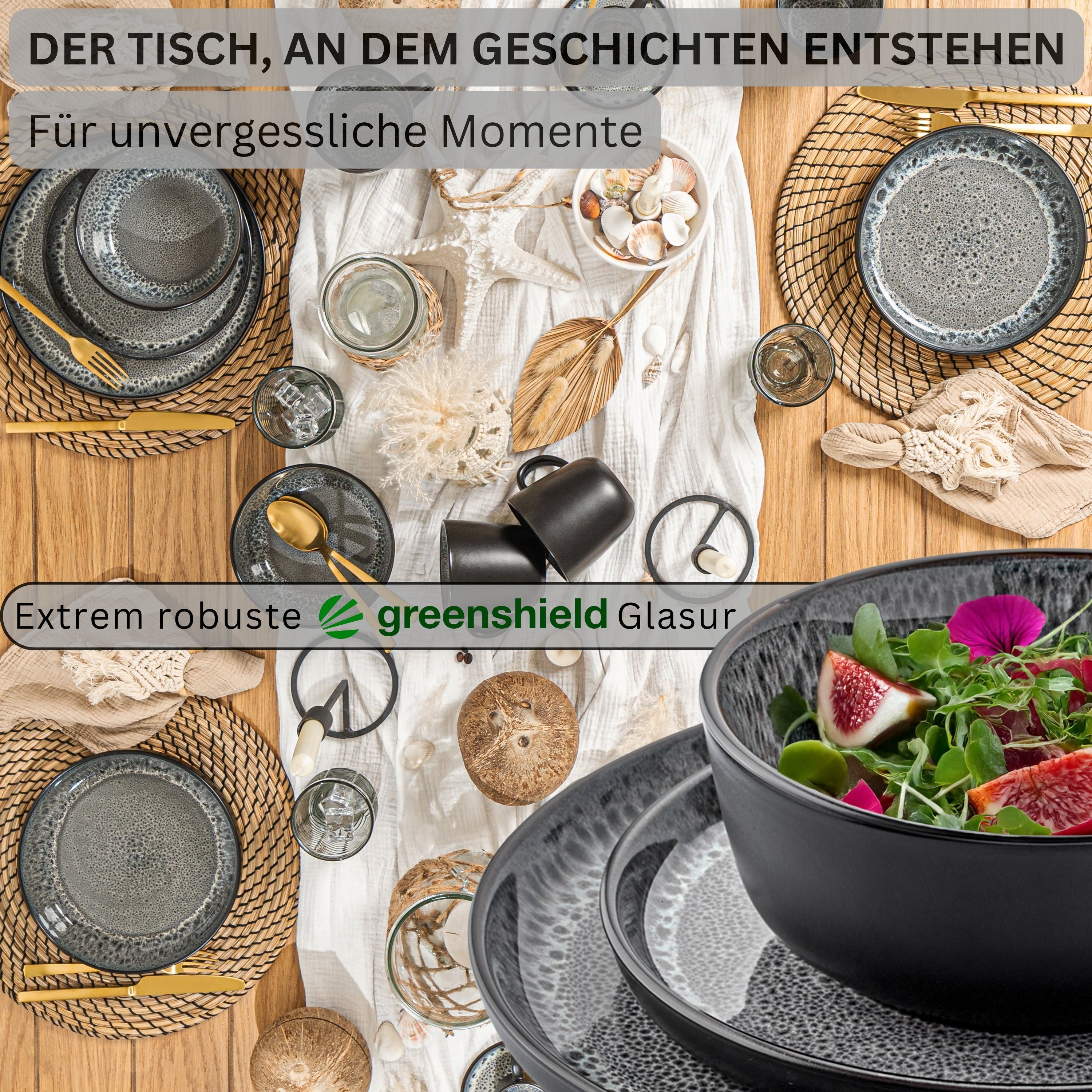 SÄNGER Steingut Geschirrset Sydney, Tafelservice 18 teilig für 6 Personen