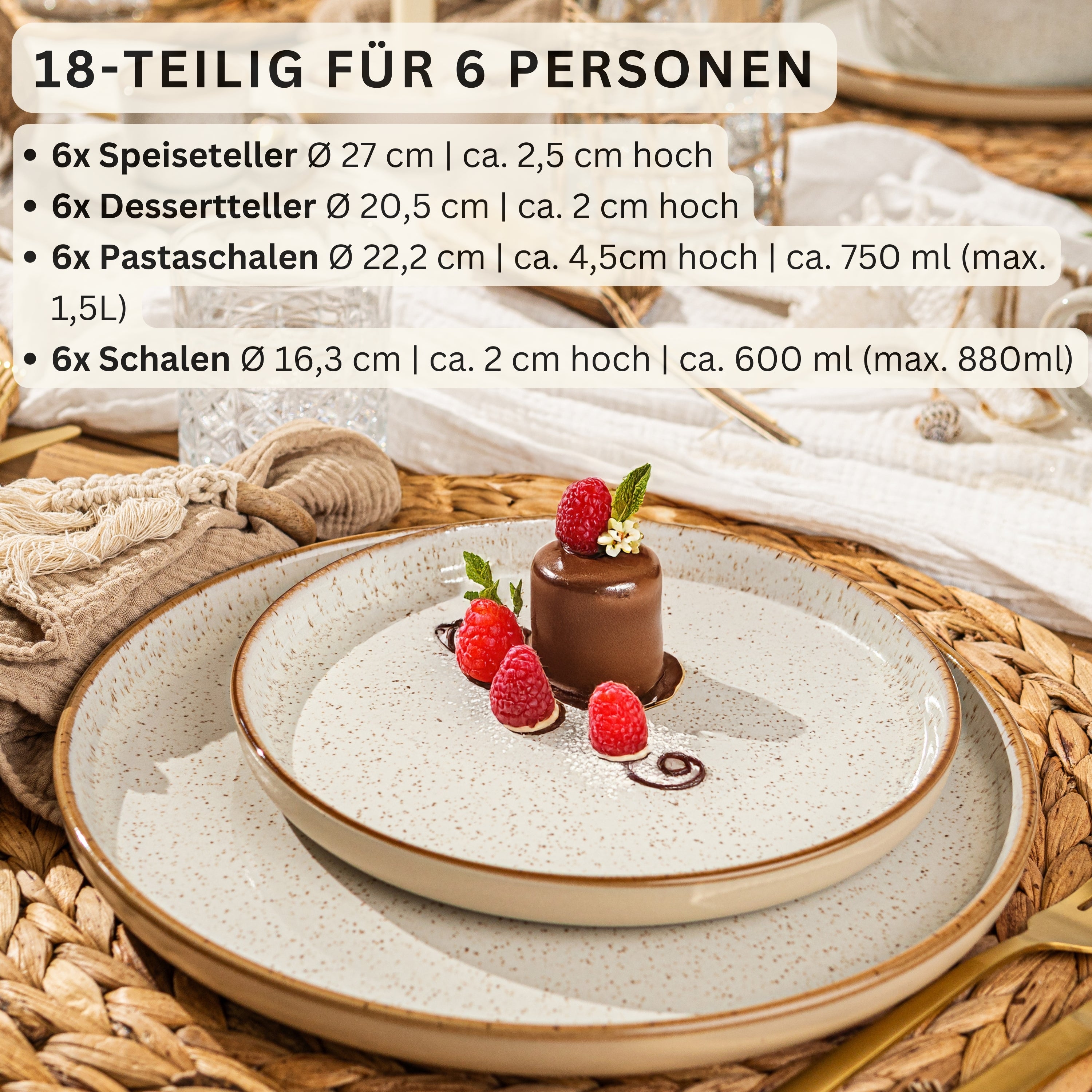 SÄNGER Tafelservice Rio Creme - 18 teilig aus Steingut