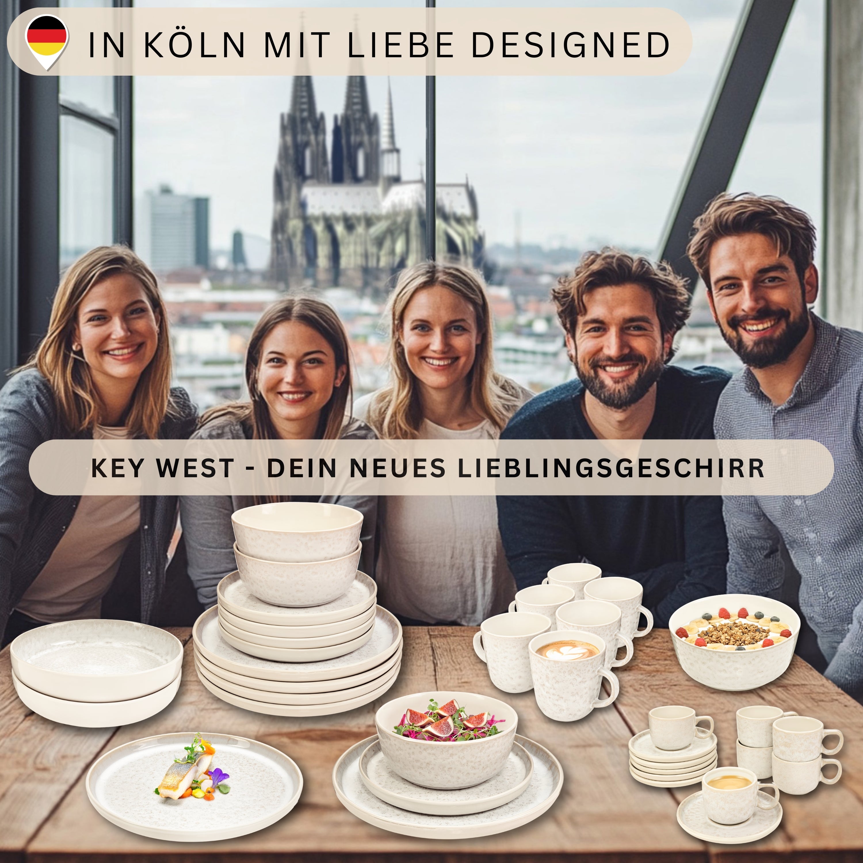 SÄNGER Kaffeebecher Set Key West - 6 teilig aus Steingut