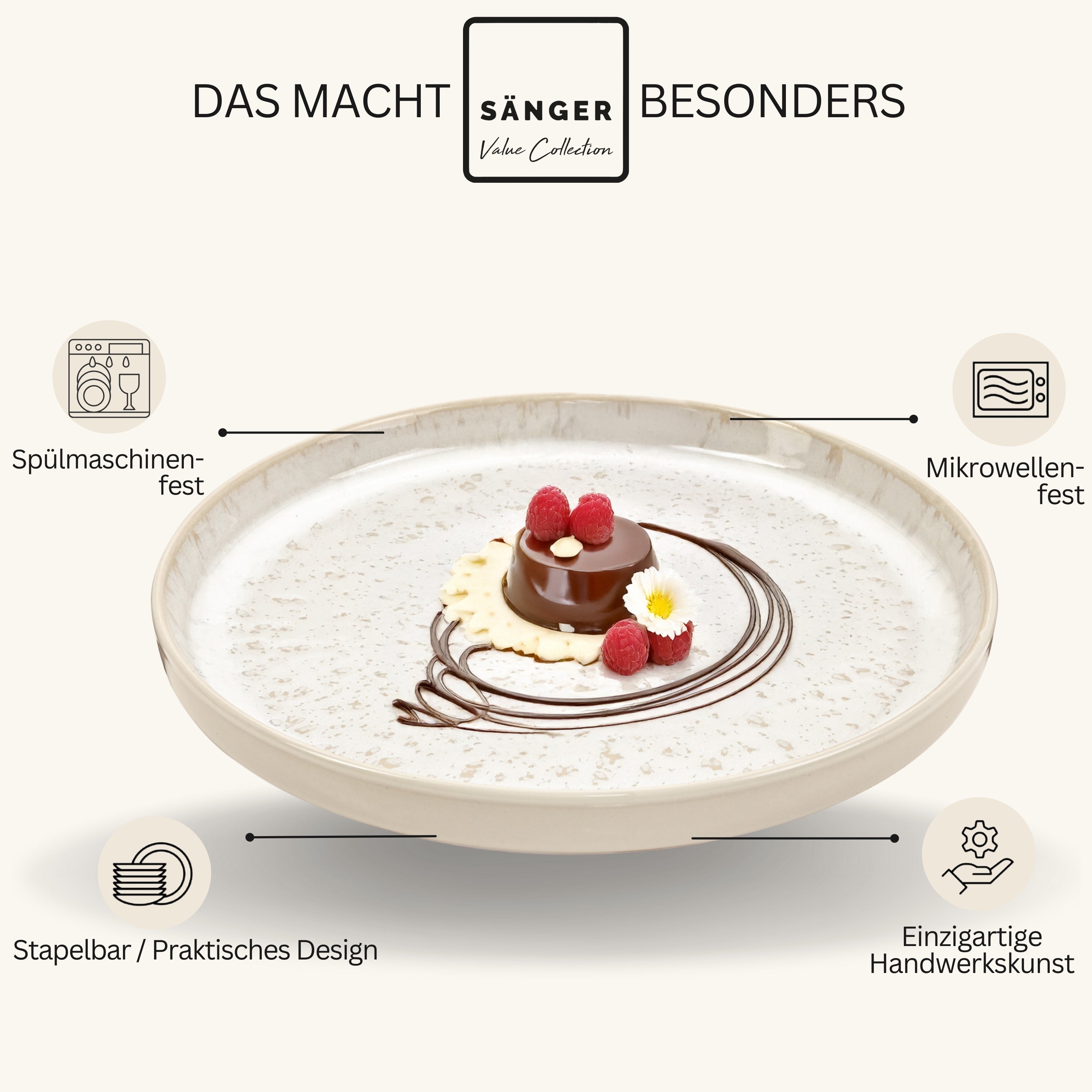 SÄNGER Dessertteller Set Key West - 6 teilig aus Steingut