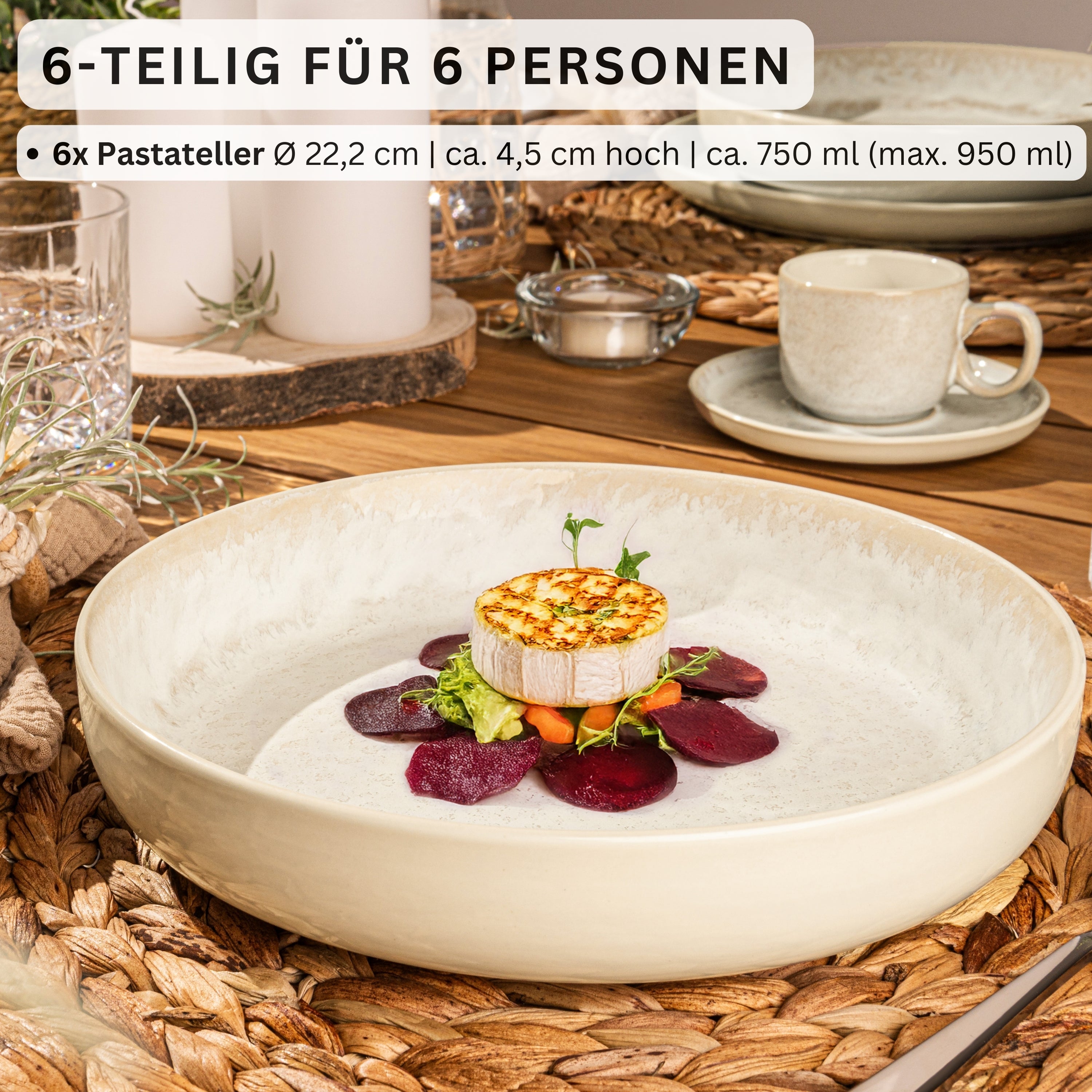 SÄNGER Pastaschalen Set Key West - 6 teilig aus Steingut