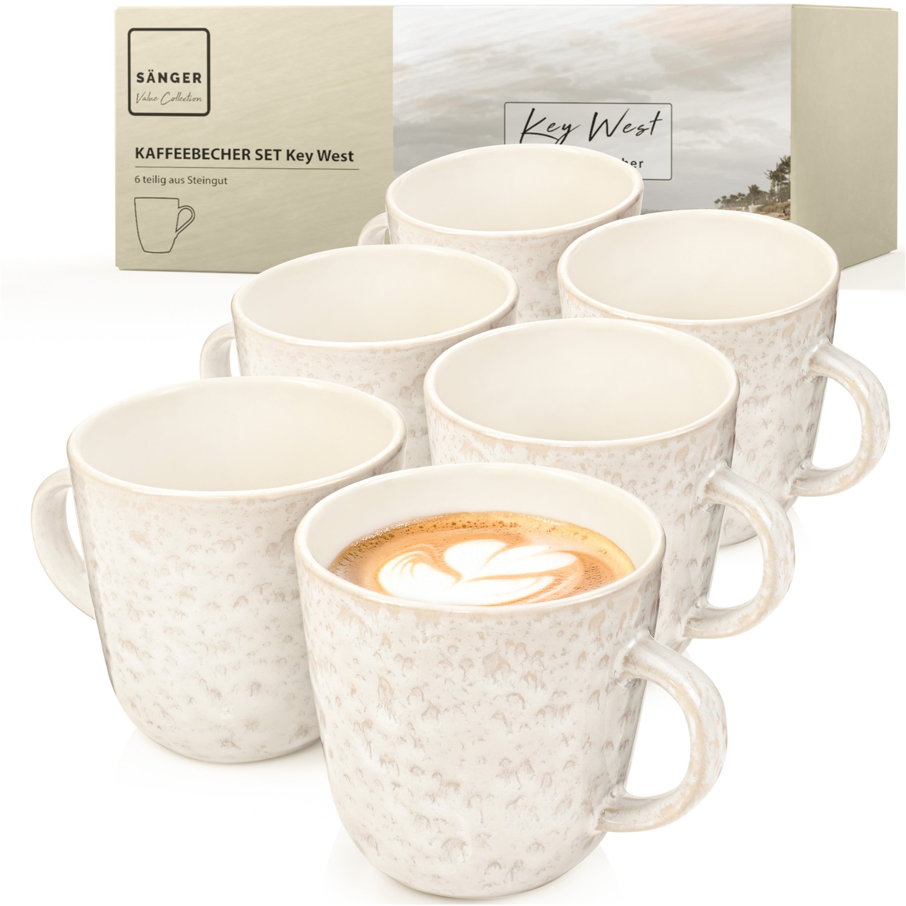 SÄNGER Kaffeebecher Set Key West - 6 teilig aus Steingut