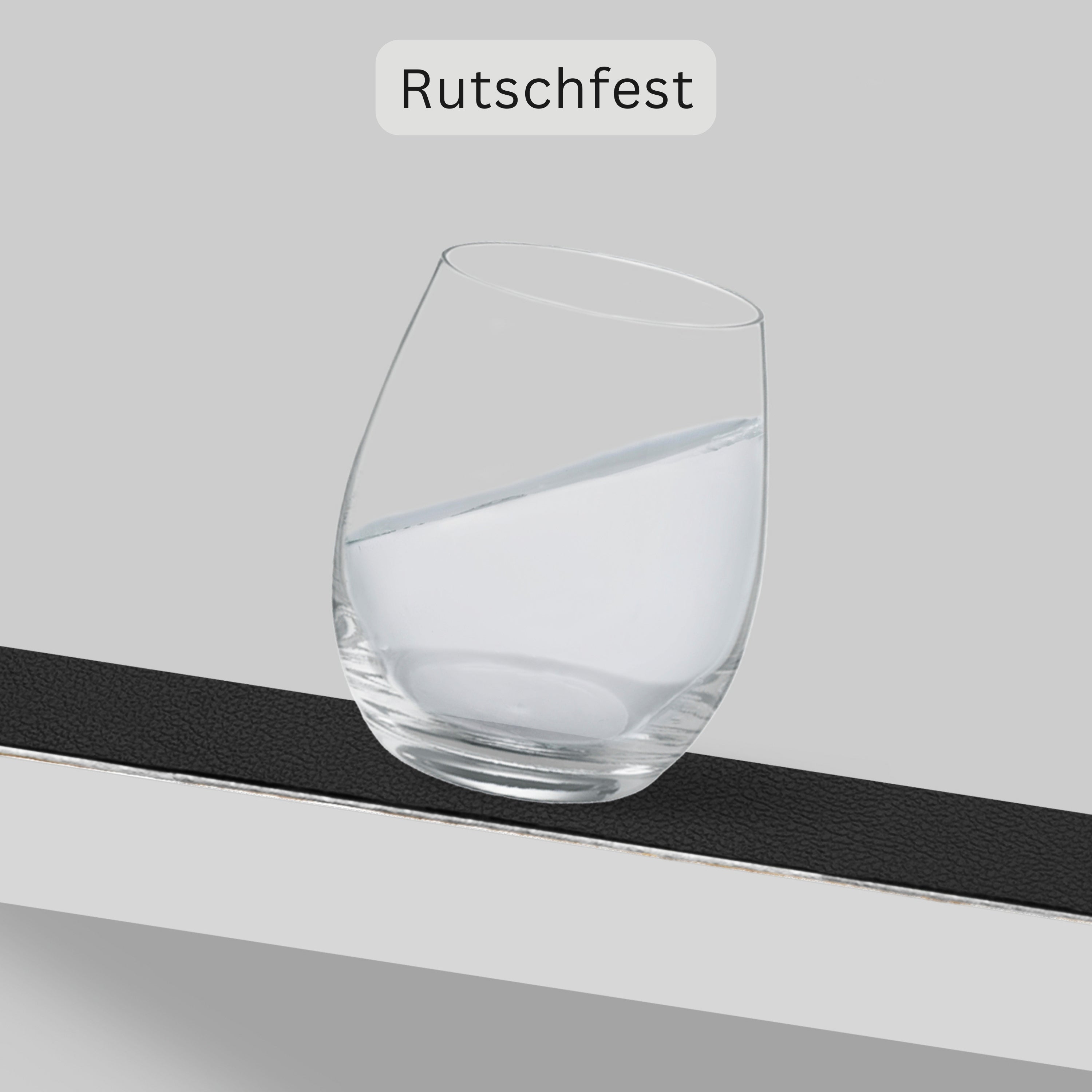 SÄNGER organische Tischsets & Untersetzer aus Kunstleder 12 teilig für 6 Personen, Schwarz + Creme