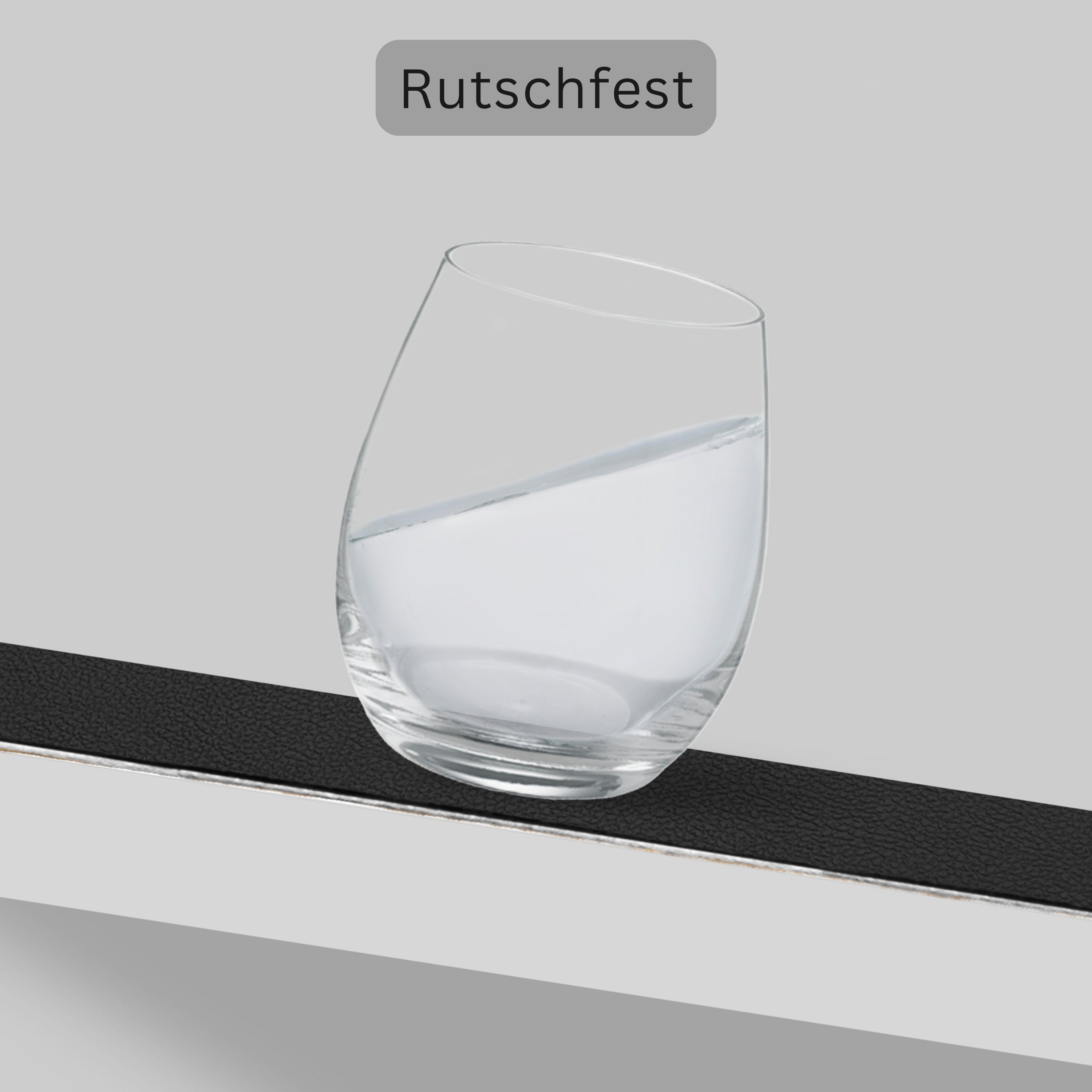SÄNGER rechteckige Tischsets & Untersetzer aus Kunstleder 12 teilig für 6 Personen, Schwarz + Creme