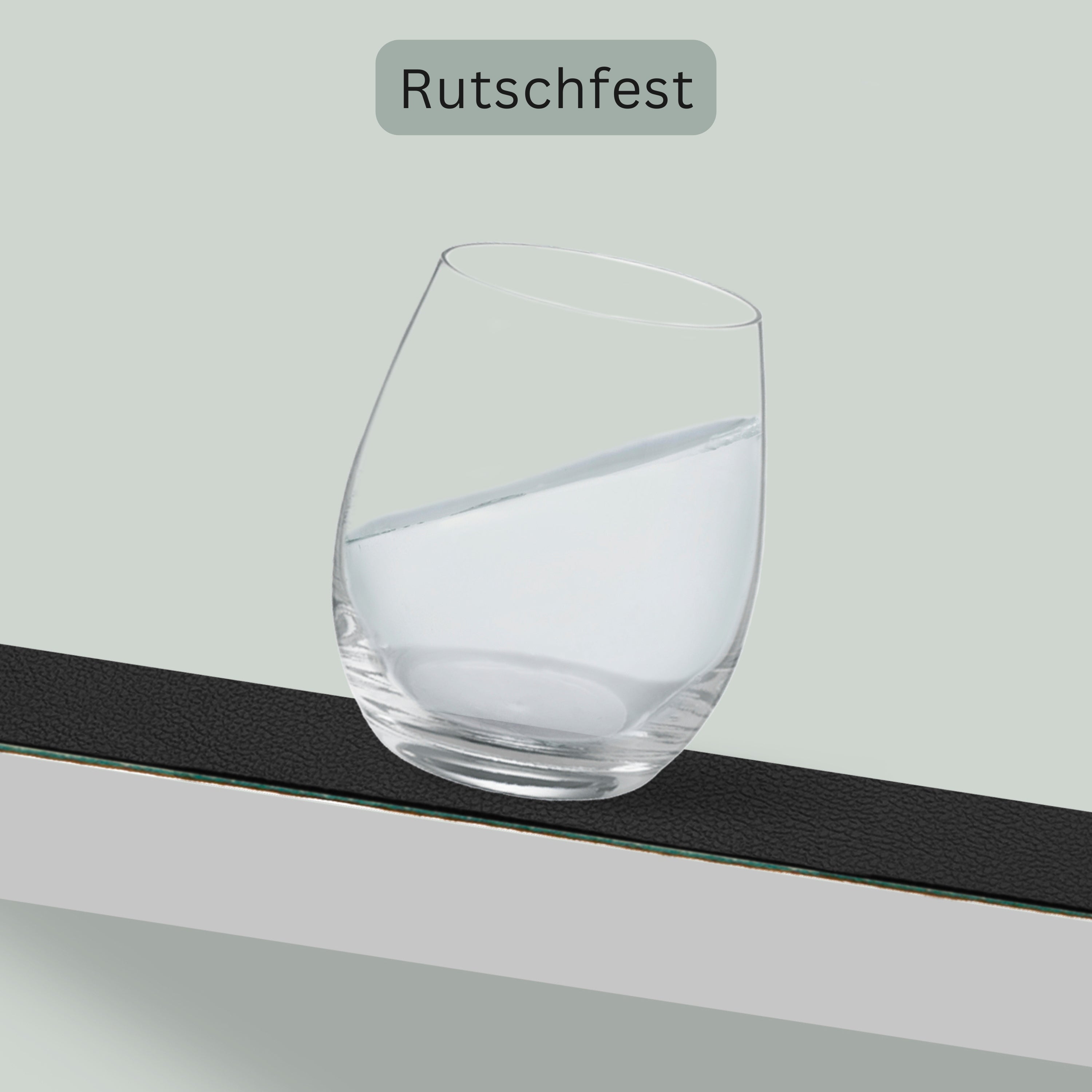 SÄNGER organische Tischsets & Untersetzer aus Kunstleder 12 teilig für 6 Personen, Schwarz + Grün