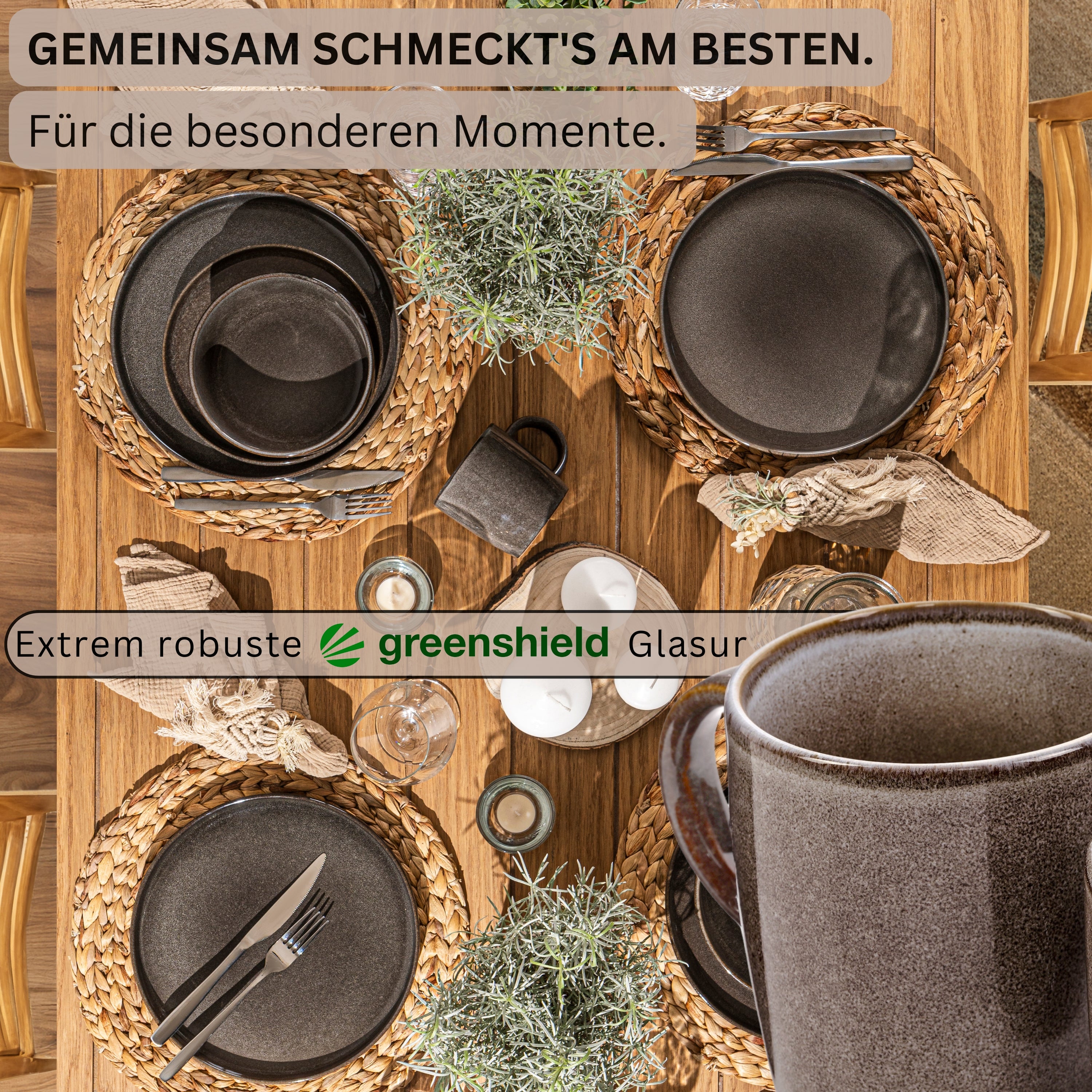 SÄNGER Kairo Graphite Coffee Mug Set - 4-piece Stoneware