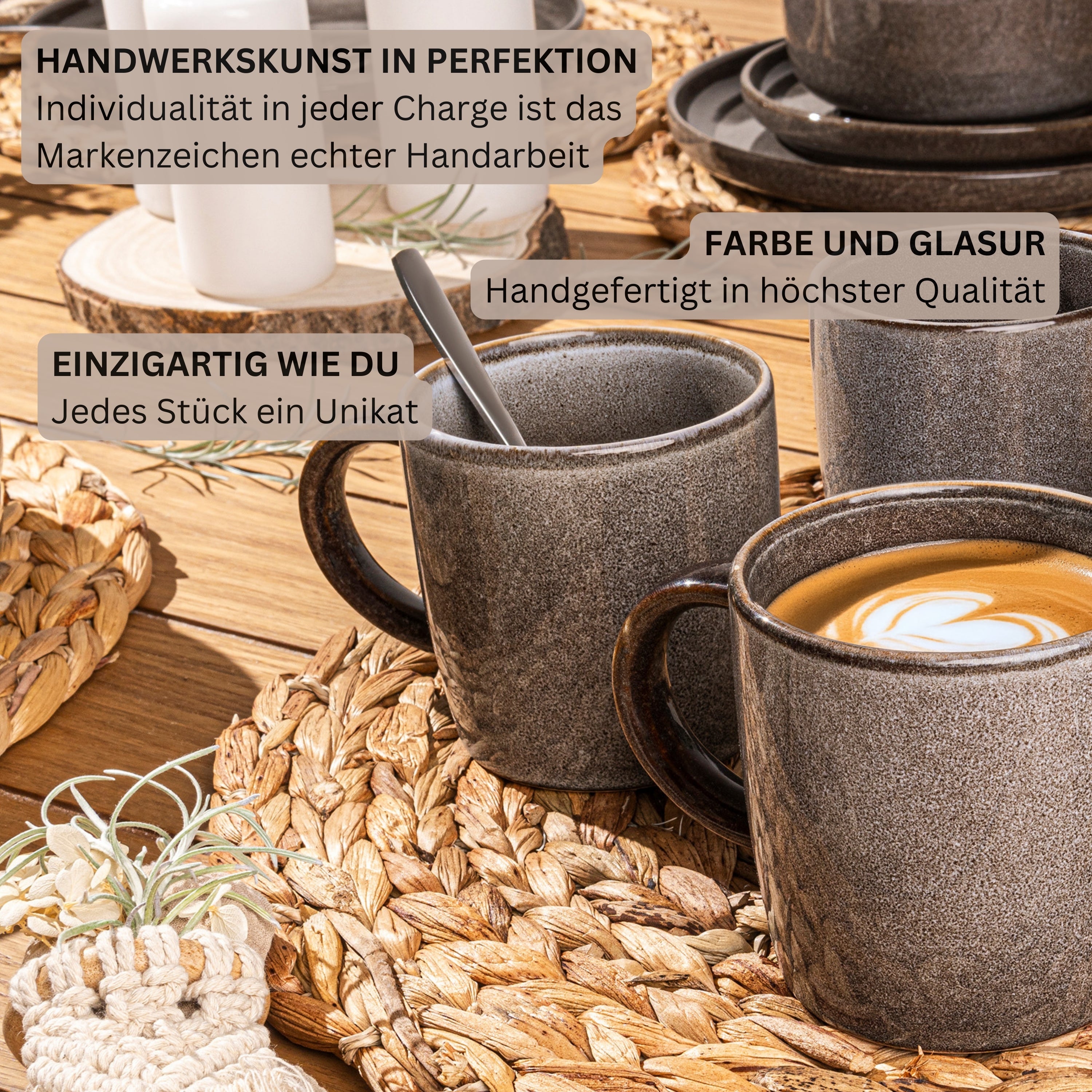 SÄNGER Kairo Graphite Coffee Mug Set - 4-piece Stoneware