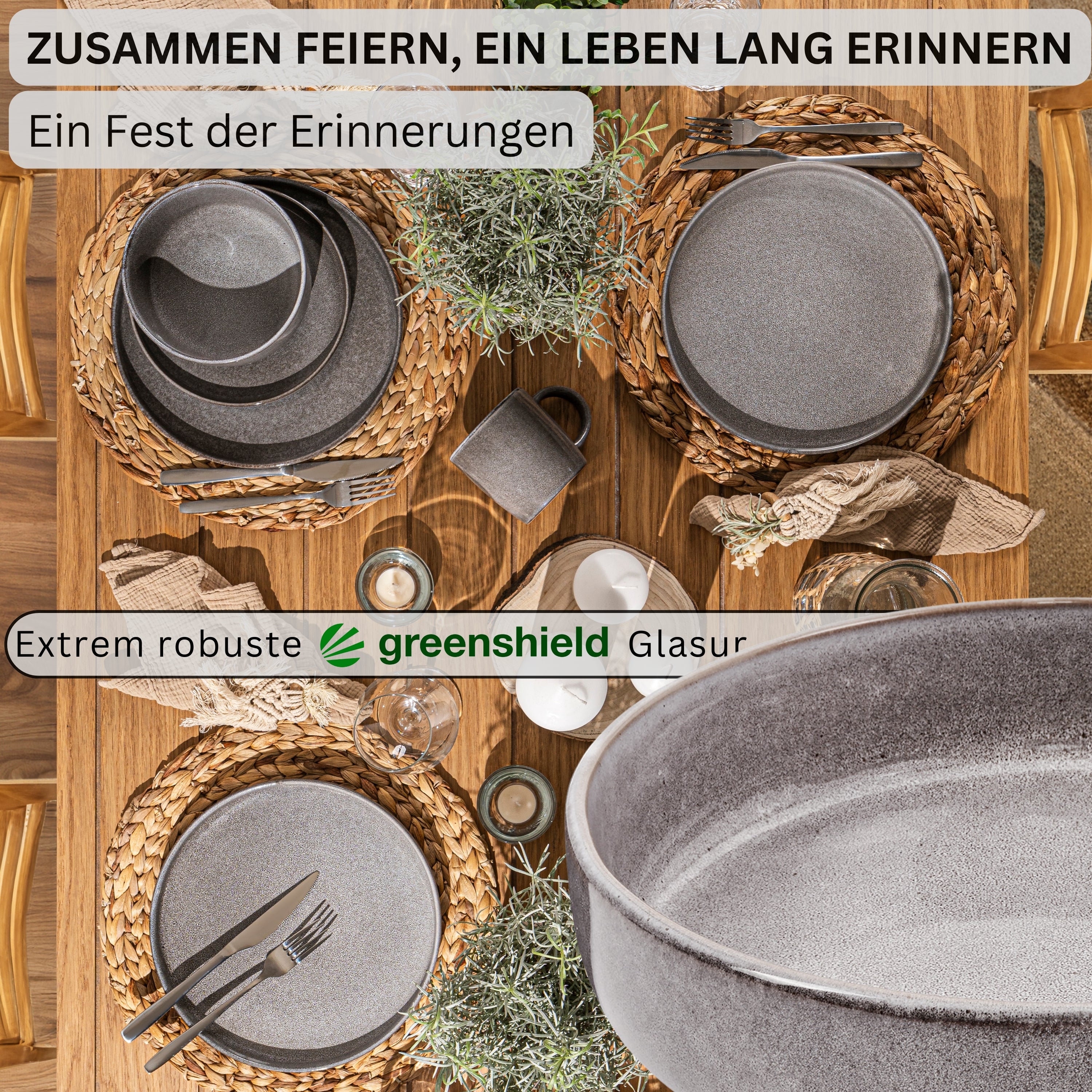 SÄNGER Pastaschalen Set Kairo Mondgrau - 4 teilig aus Steingut