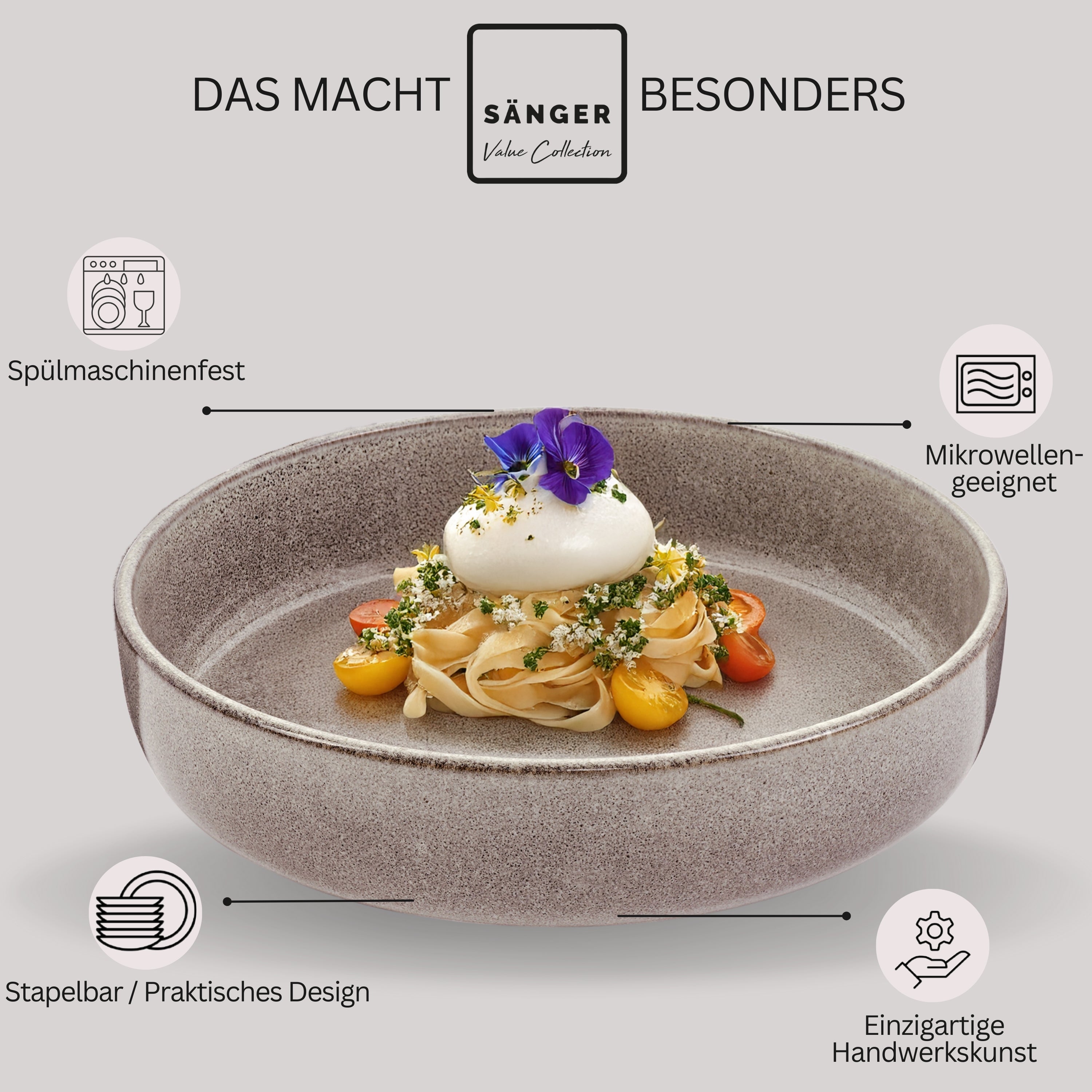 SÄNGER Pastaschalen Set Kairo Clay - 4 teilig aus Steingut