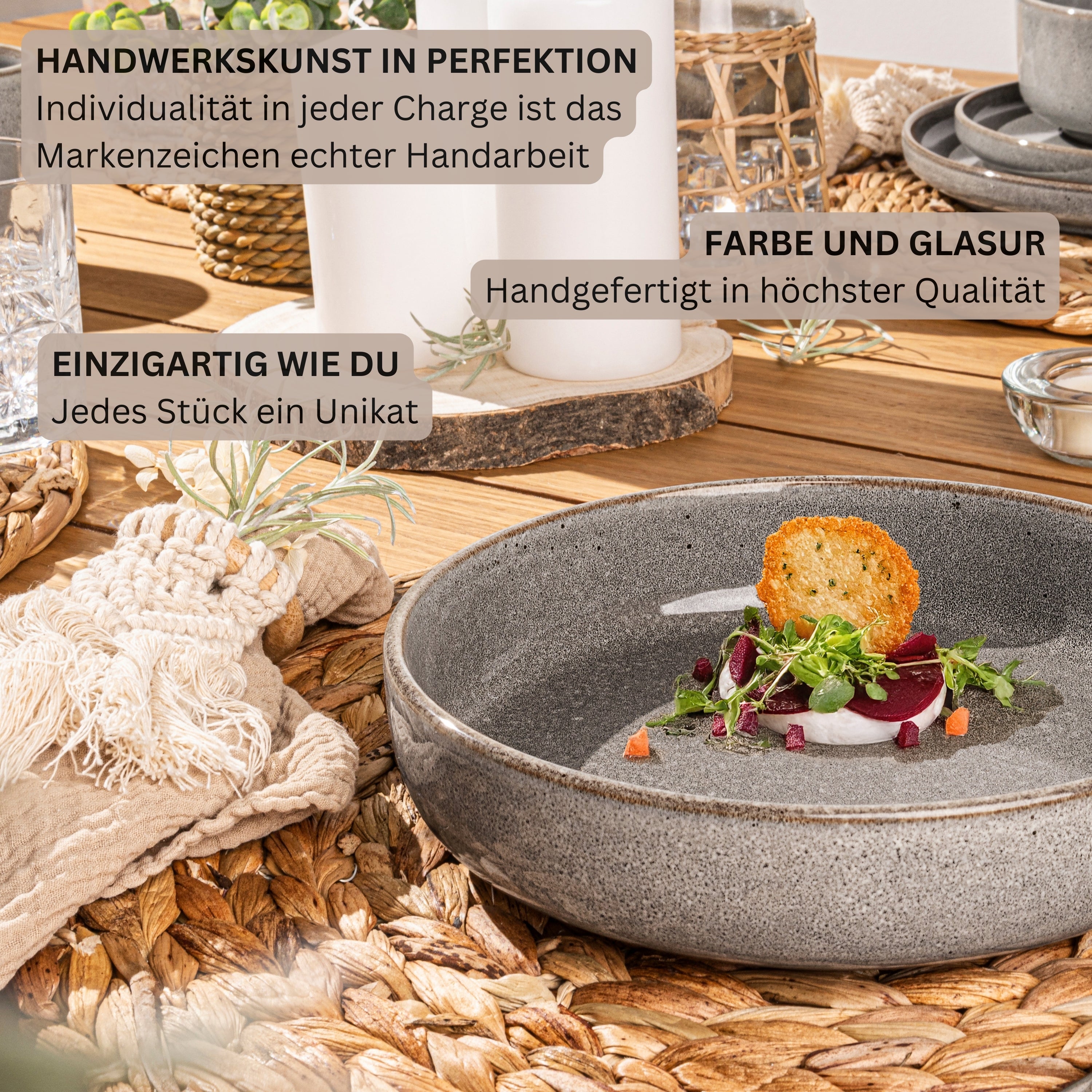SÄNGER Pastaschalen Set Kairo Graphit - 6 teilig aus Steingut