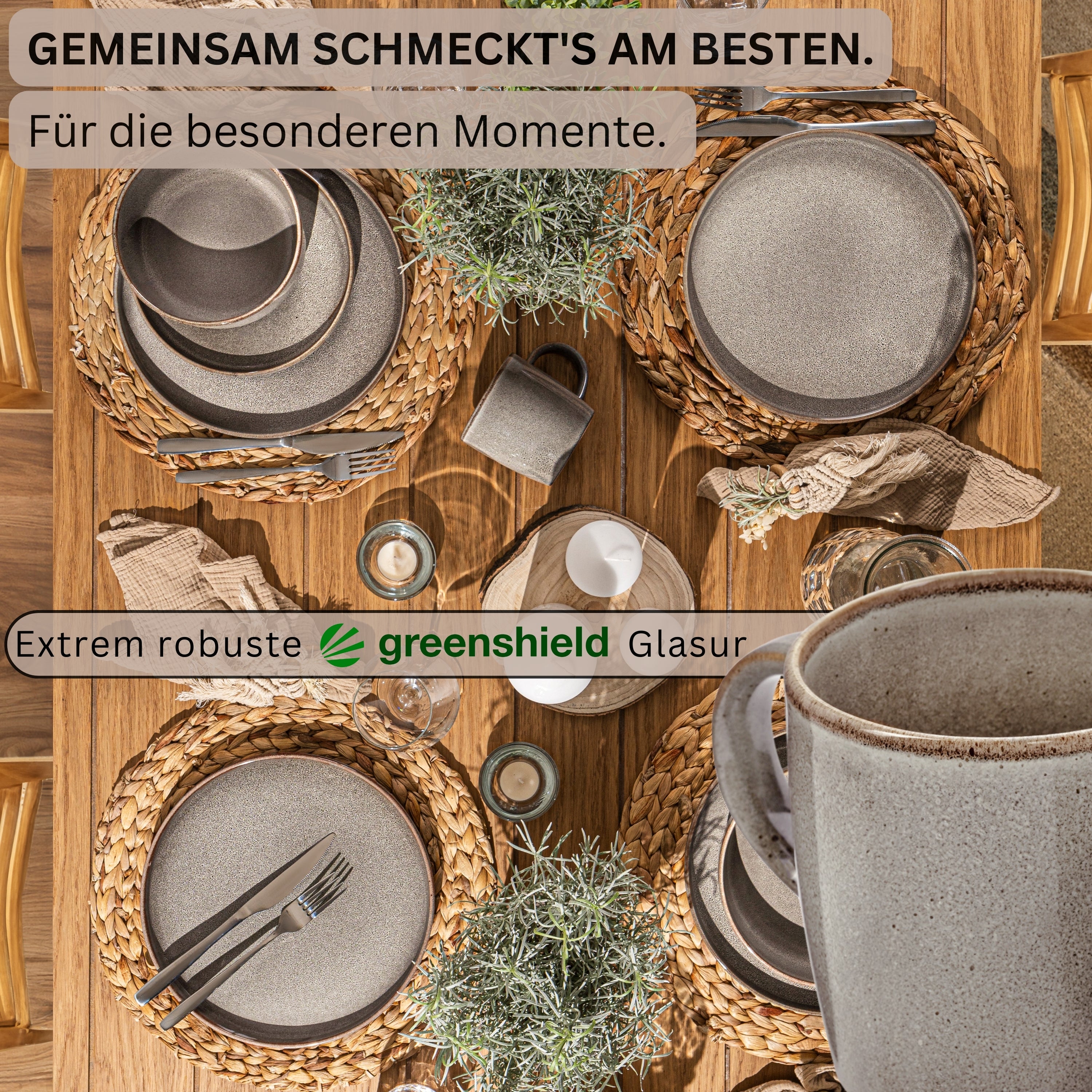 SÄNGER Kaffeebecher Set Kairo Graphit - 6 teilig aus Steingut