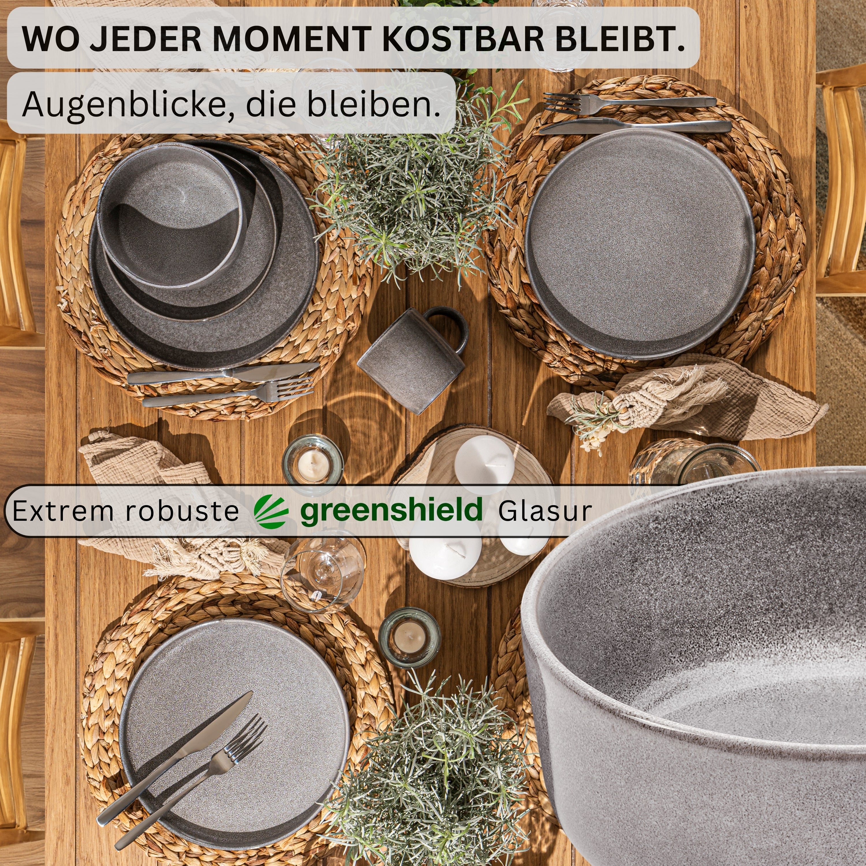 SÄNGER Schalen Set Kairo Mondgrau - 6 teilig aus Steingut