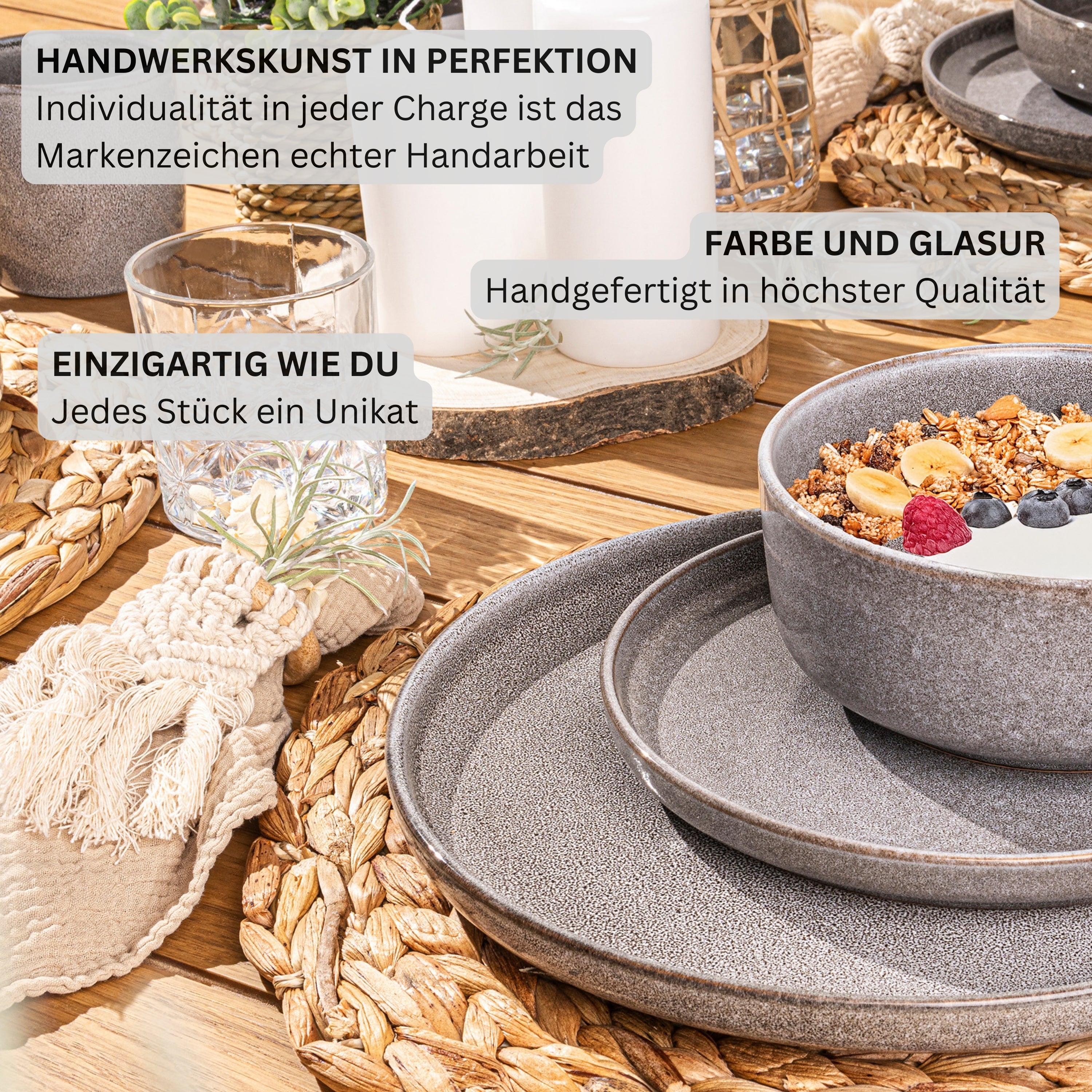 SÄNGER Schalen Set Kairo Mondgrau - 6 teilig aus Steingut