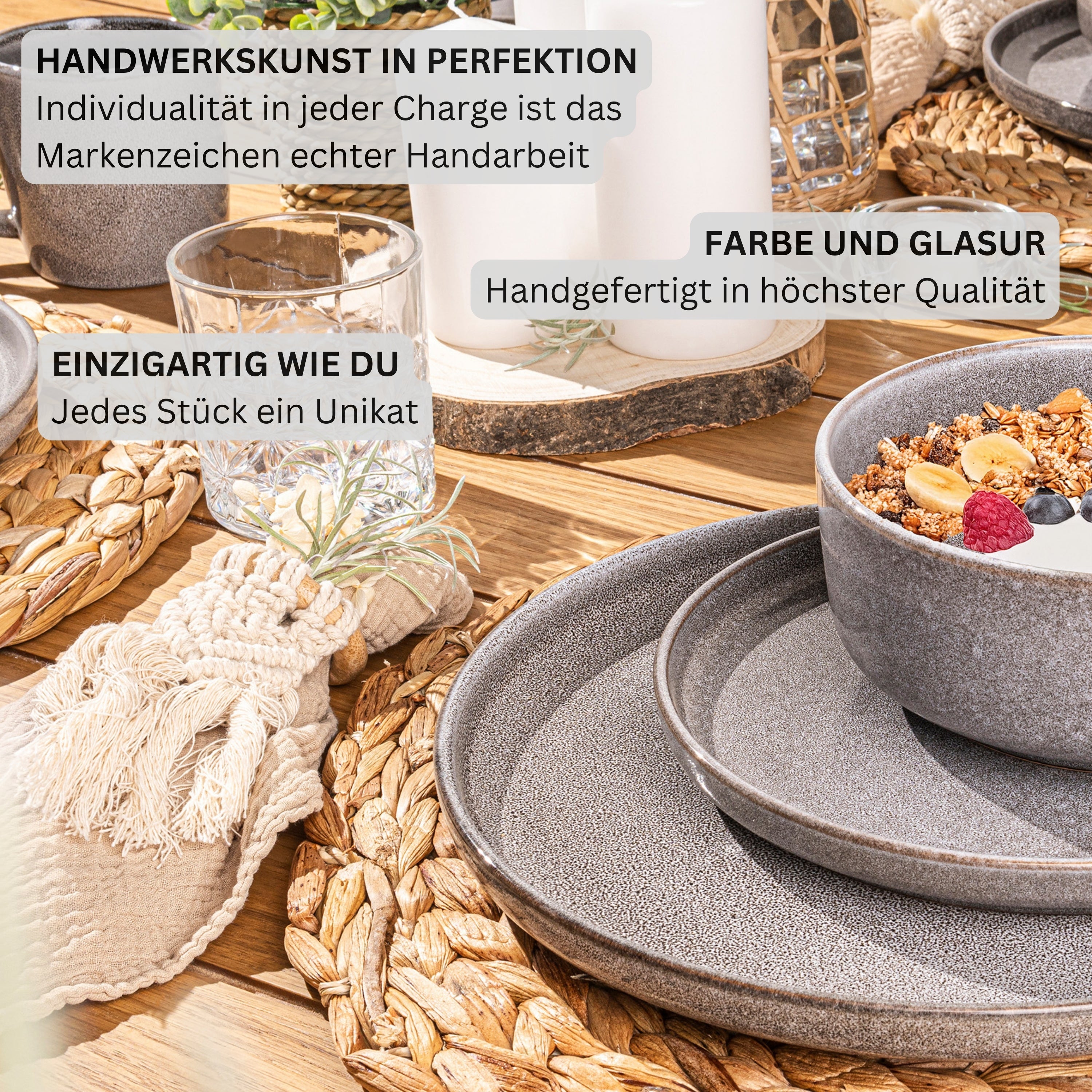 SÄNGER Pastaschalen Set Kairo Mondgrau - 6 teilig aus Steingut