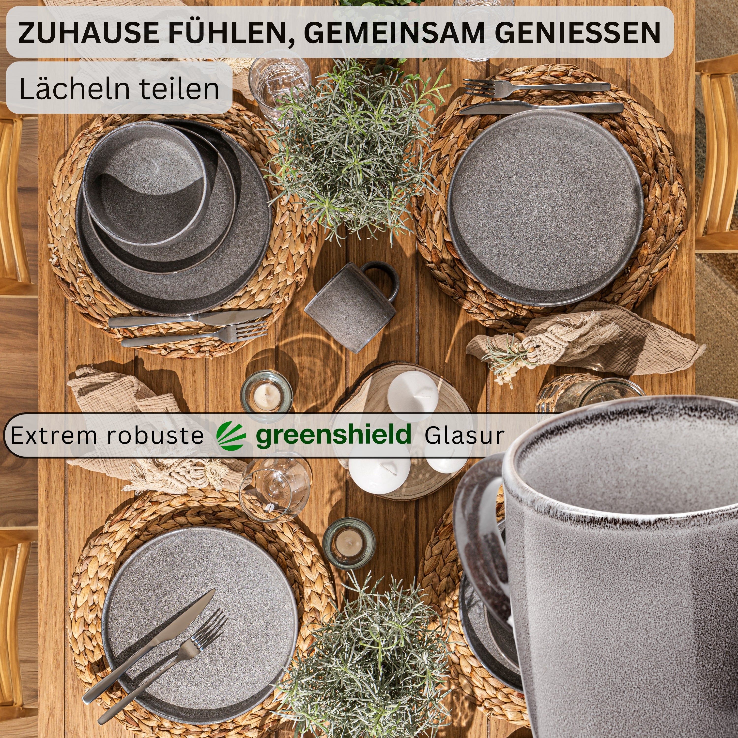 SÄNGER Kaffeebecher Set Kairo Mondgrau - 6 aus Steingut