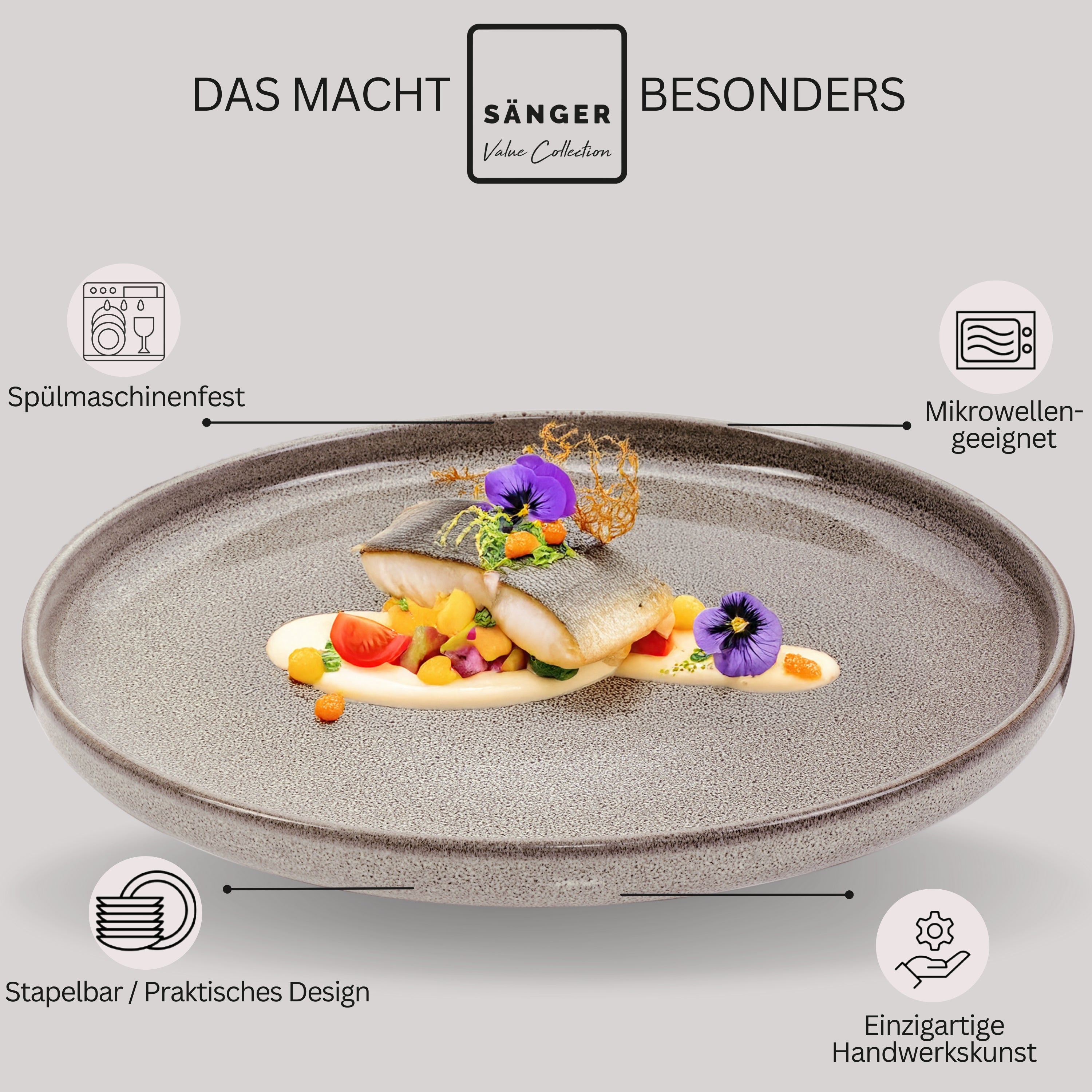SÄNGER Speiseteller Set Kairo Clay - 6 teilig aus Steingut