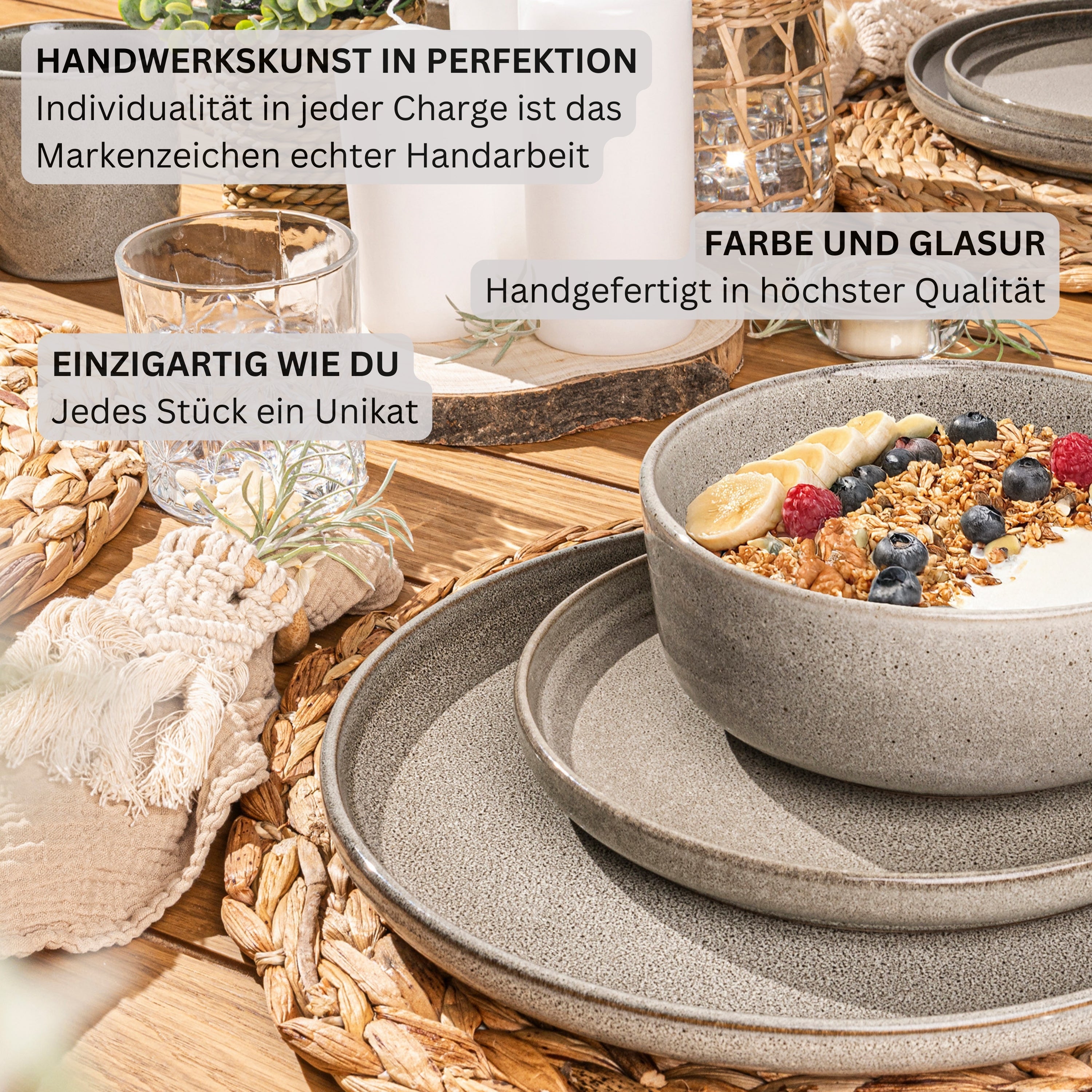 SÄNGER Dessertteller Set Kairo Clay - 6 teilig aus Steingut