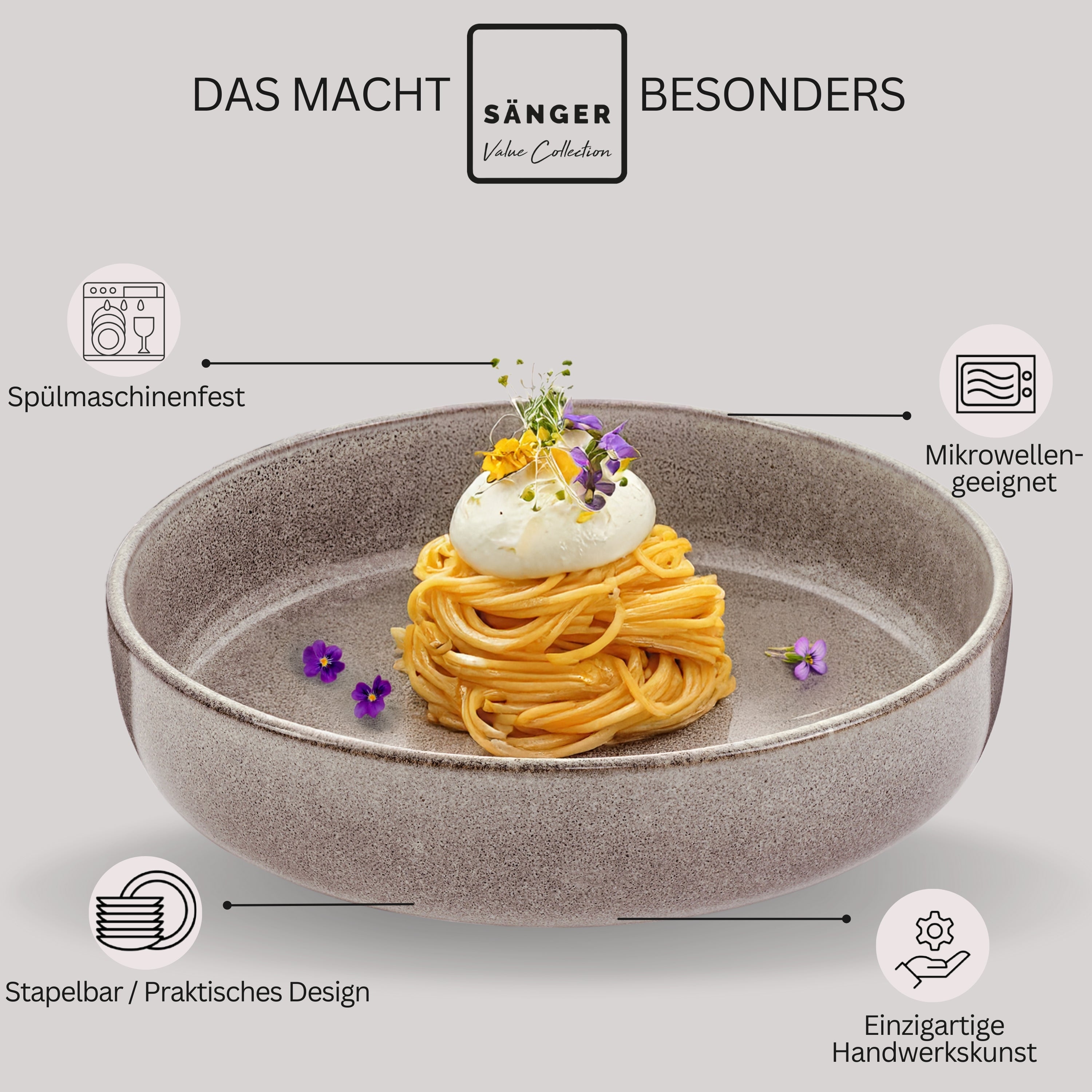 SÄNGER Pastaschalen Set Kairo Clay - 6 teilig aus Steingut