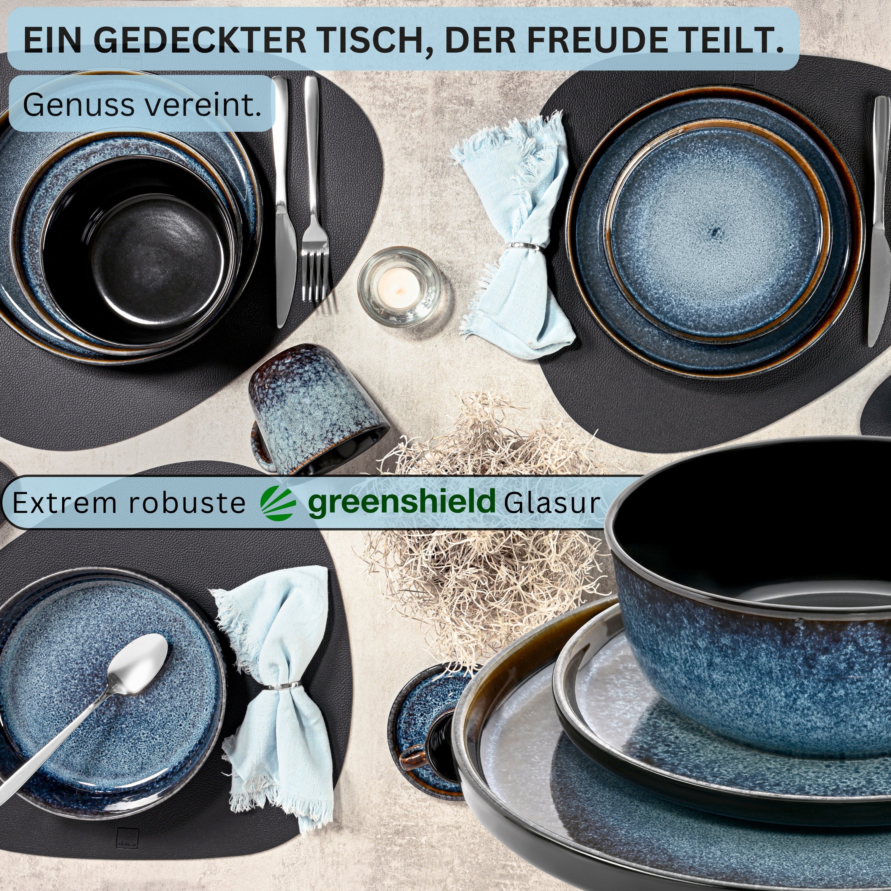 SÄNGER Steingut Geschirrset Osaka 18-teilig für 6 Personen