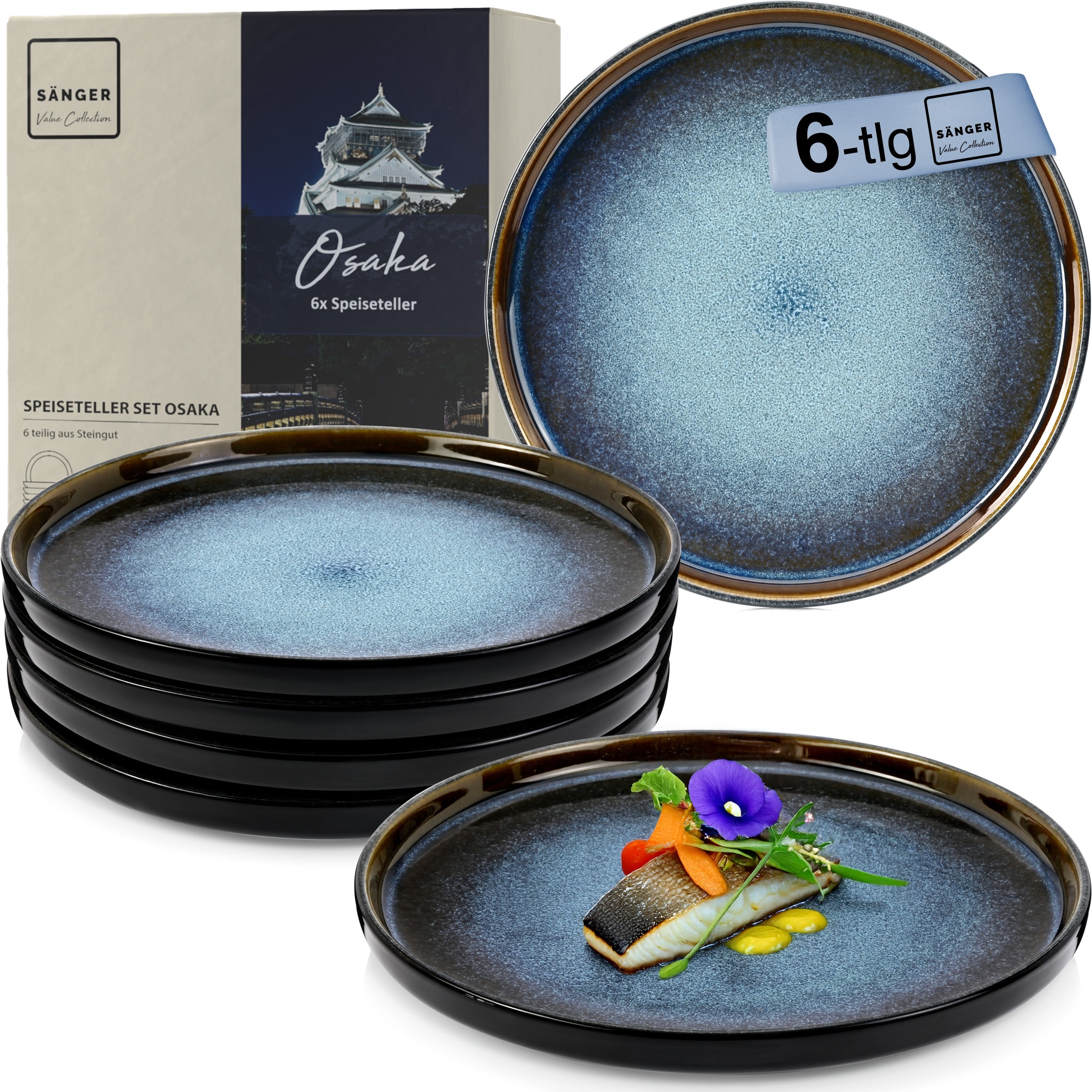 SÄNGER Steingut Speiseteller Osaka 6-teilig