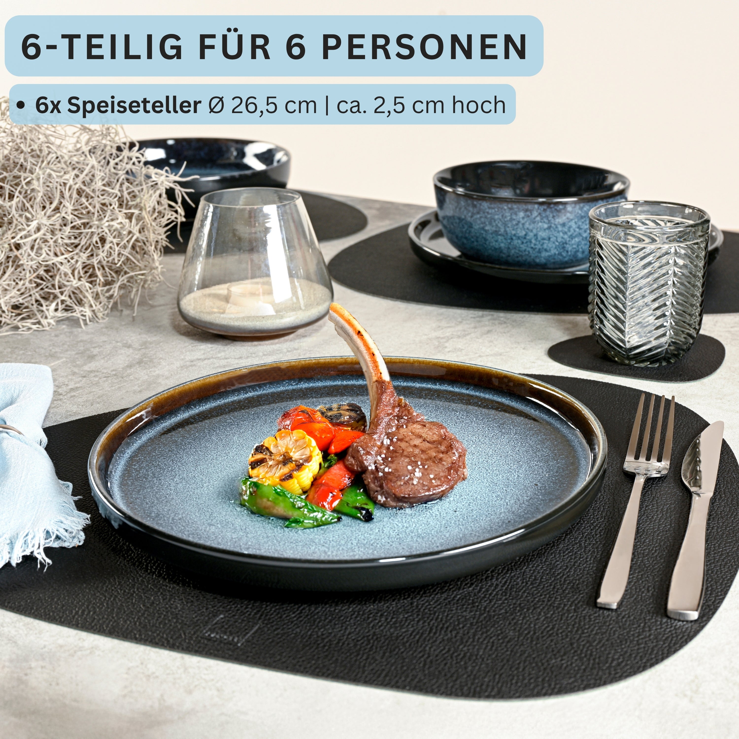 SÄNGER Steingut Speiseteller Osaka 6-teilig