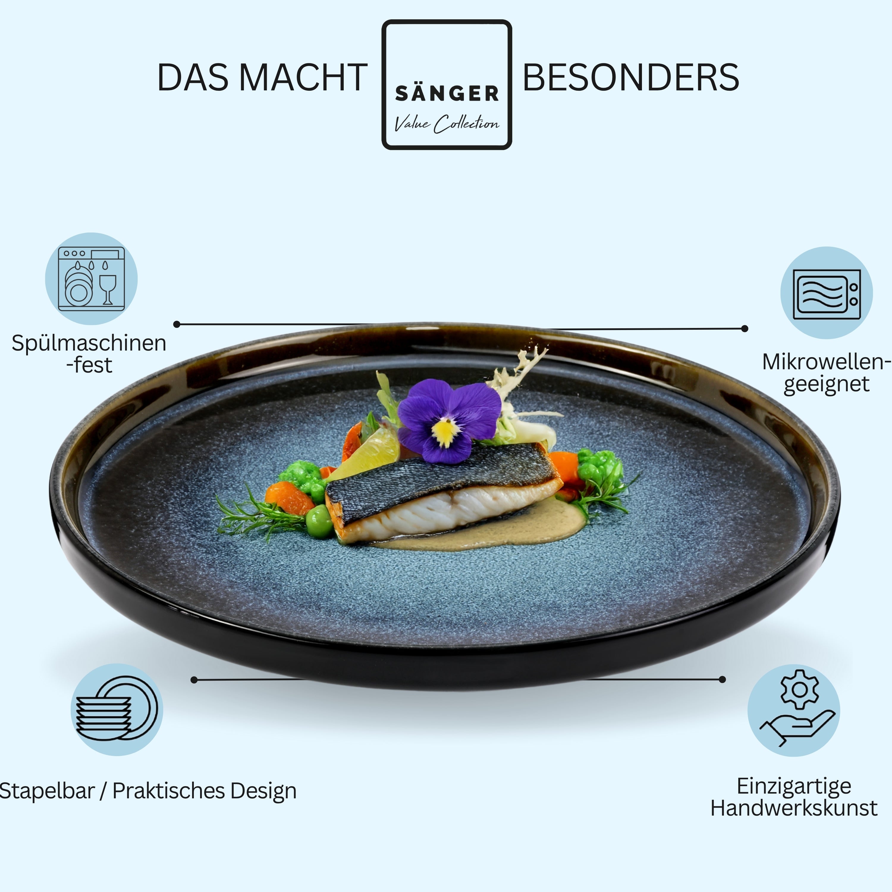 SÄNGER Steingut Speiseteller Osaka 6-teilig