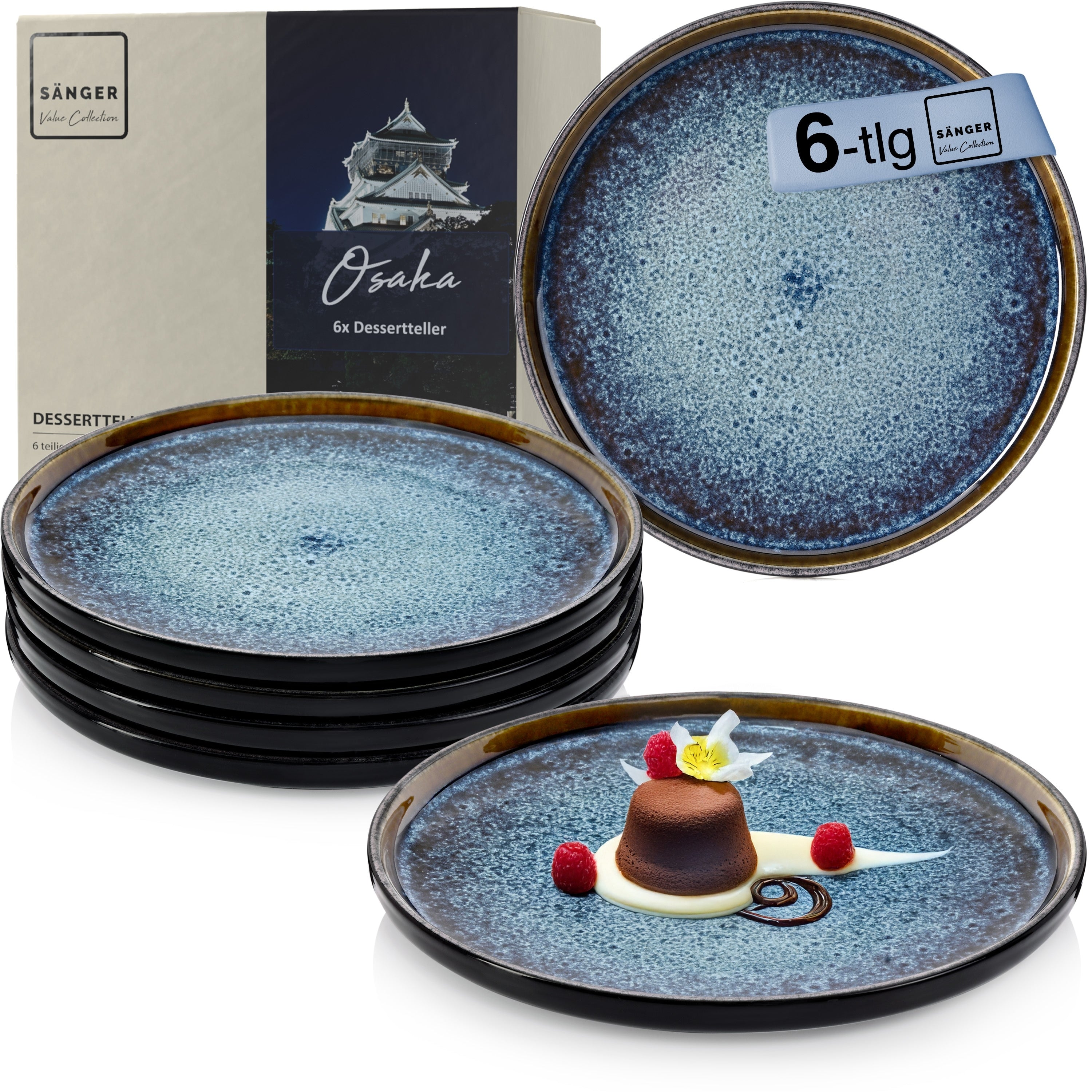 SÄNGER Steingut Dessertteller Osaka 6-teilig