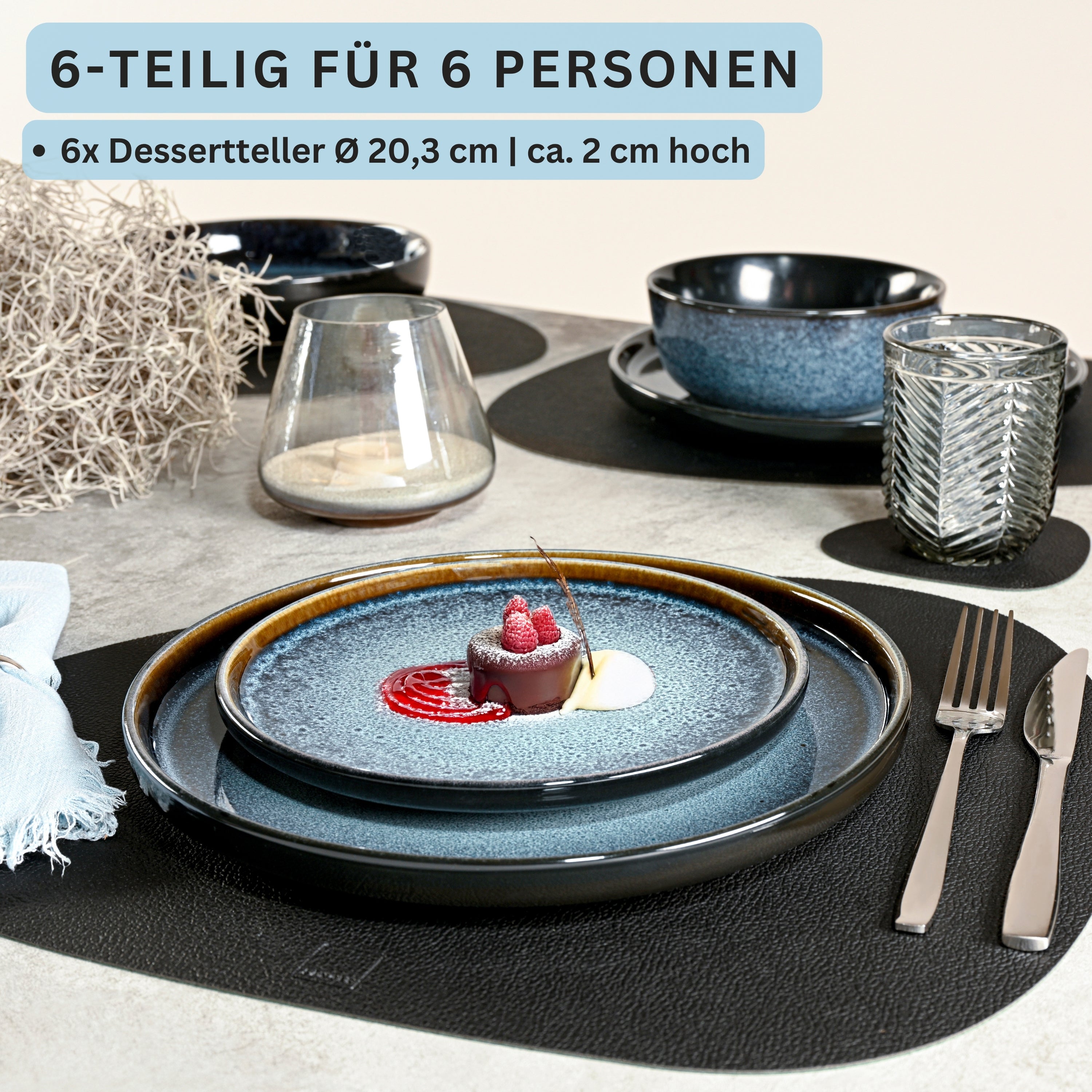 SÄNGER Steingut Dessertteller Osaka 6-teilig