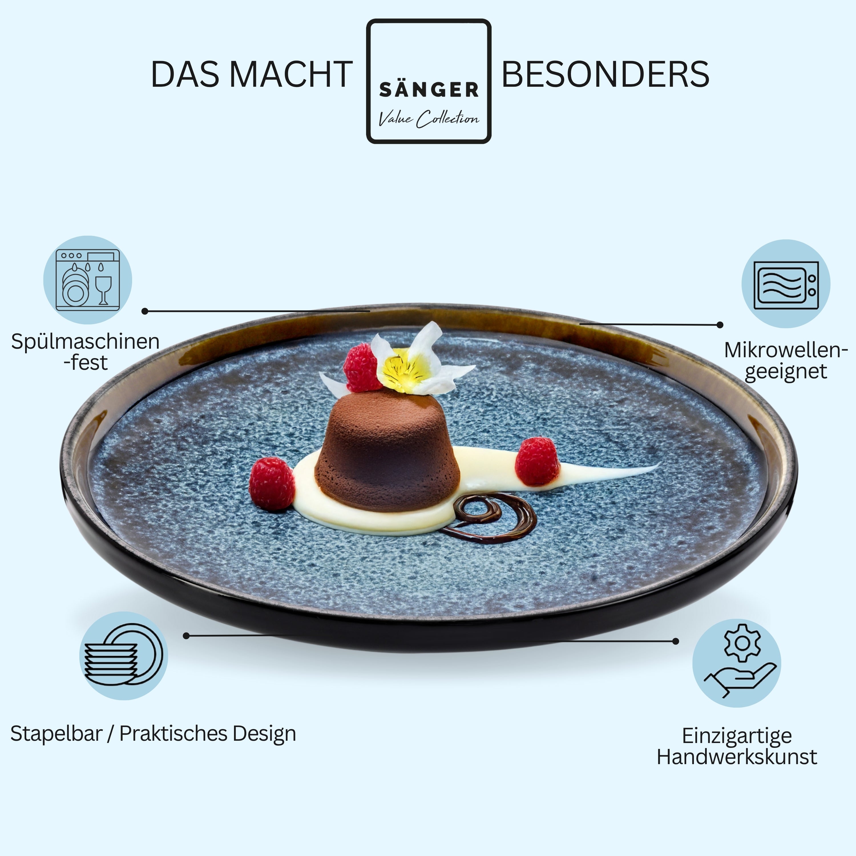 SÄNGER Steingut Dessertteller Osaka 6-teilig