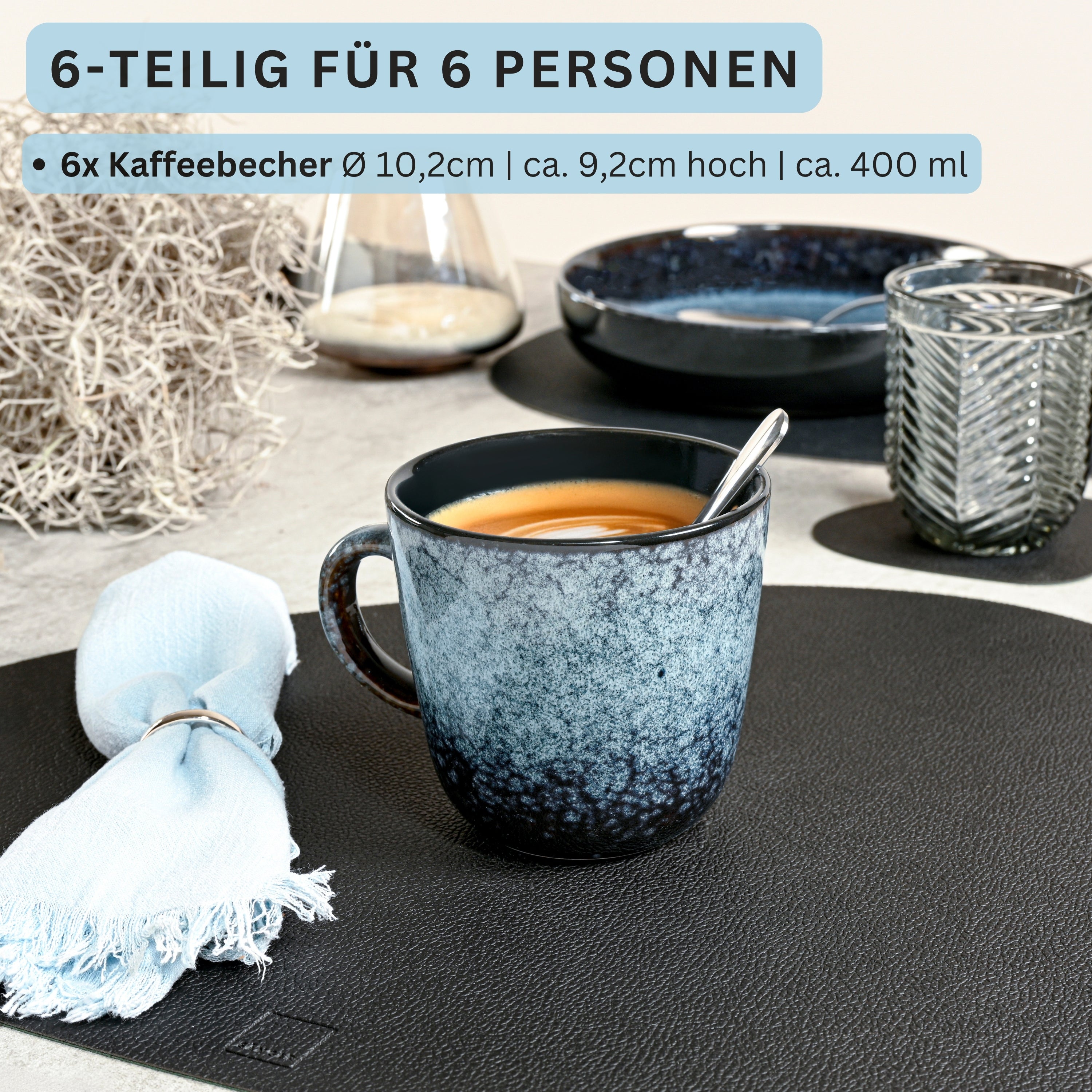 SÄNGER Steingut Kaffebecher Osaka 6-teilig