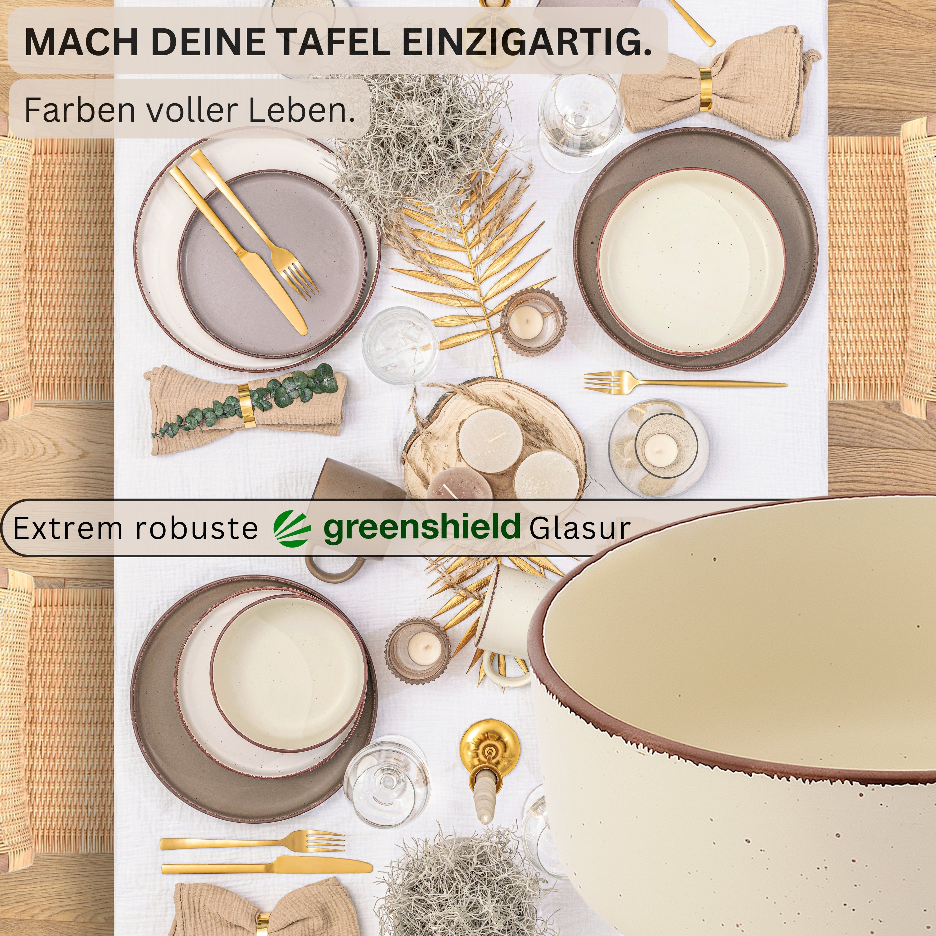 SÄNGER Steingut Schalen Bombay Erdfarben 4 teilig